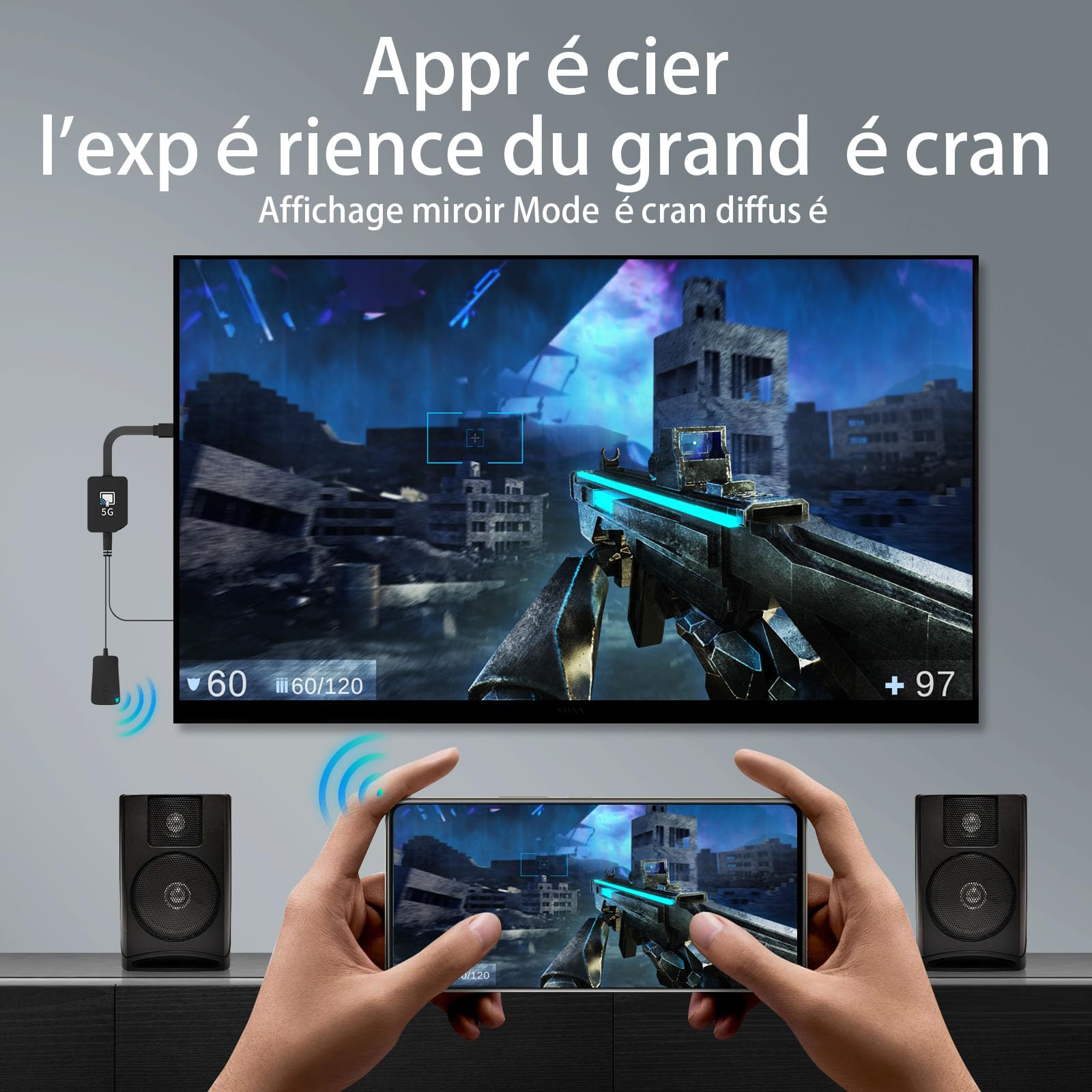 4K Miracast hdmi dongle,5G Wireless HDMI Display Dongle，Dongle HDMI sans Fil Adaptateur Compatibles i-Phone/i-Pad/Android/i-OS Supporte Miracast,DLNA, Airplay