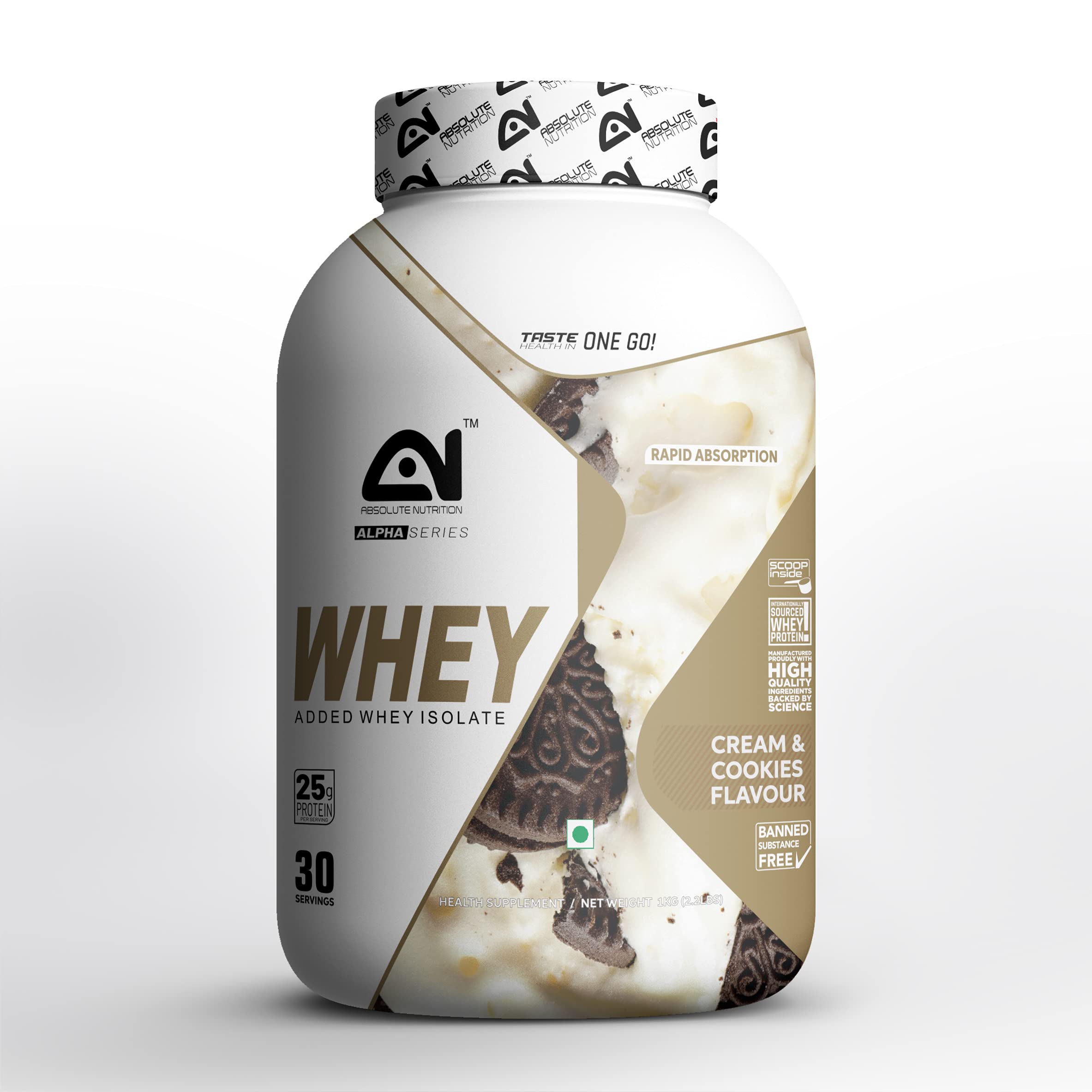 ABSOLUTE NUTRITION Whey Protein Cream & Cookies Flavour 1kg