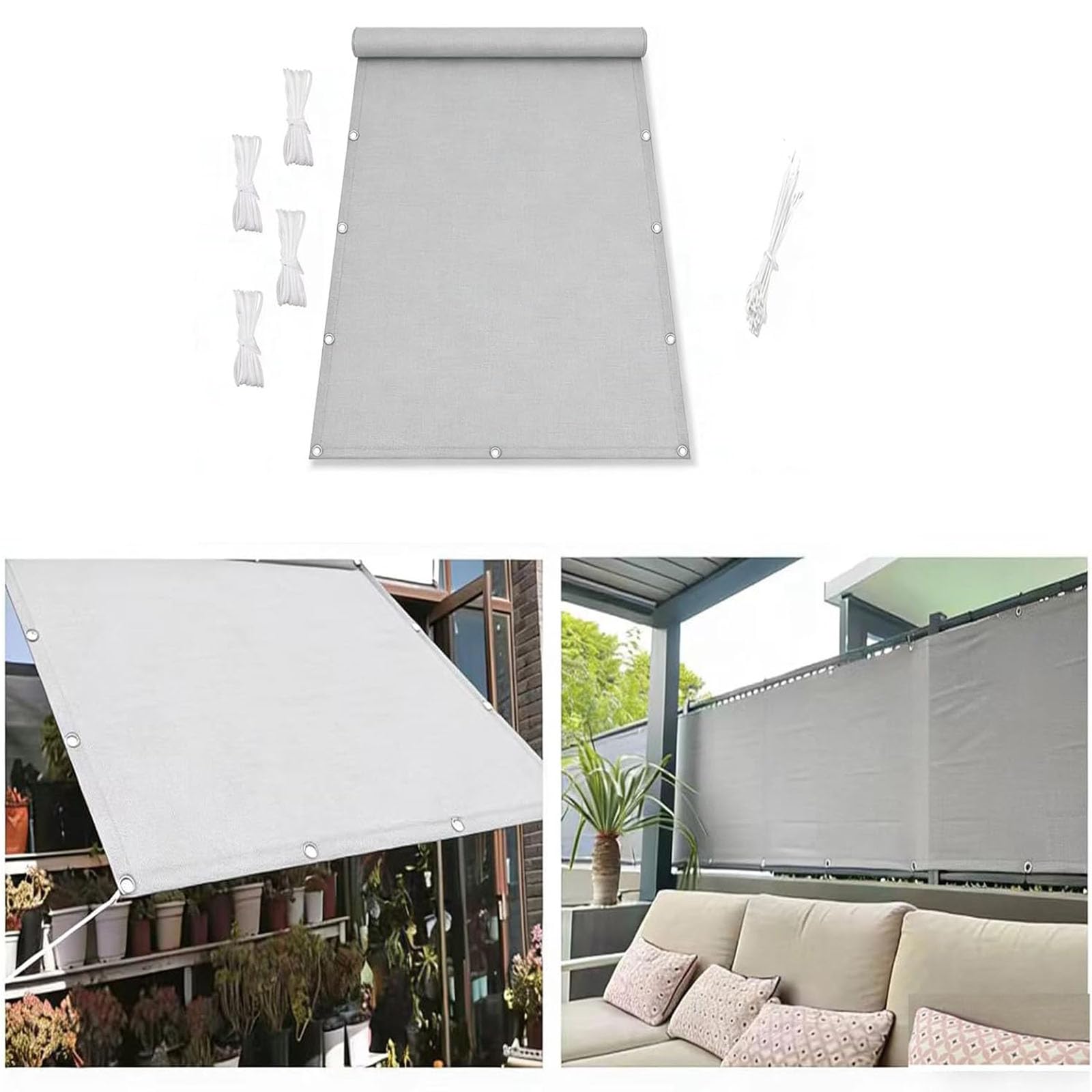 3.5x6m Sun Shade Sail Waterproof, Rectangle Sunscreen Awning Canopy, 95% UV Block Sail Shades with Free Rope, Garden Shelter for Outdoor Garden Patio Yard Lawn, Light gray