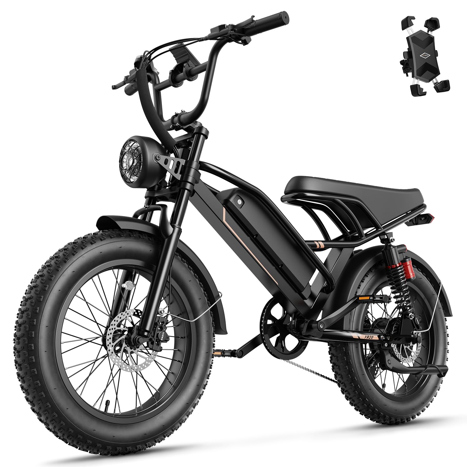 JasionElectric Bike for Adults YR20 with Peak 2000W Motor and 32 MPH, 960WH Battery Electric Moped Style Bike, 32 MPH & Cruise Control Dirt Bike, 20" All Terrain Ebike for Mountains, Snow, Sand, City