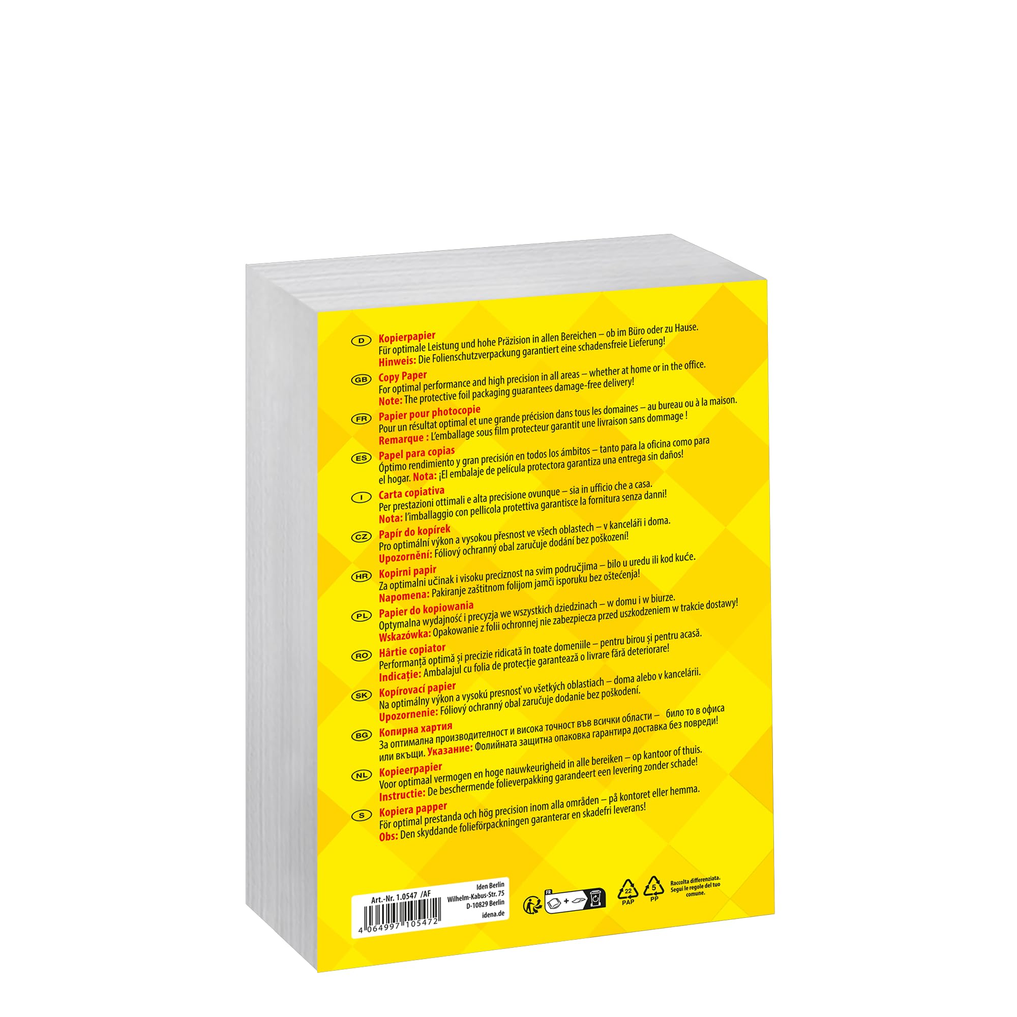 Idena 90951 - Papel para fotocopiadora DIN A5, 10 paquetes de 500 hojas de 80 g/m², papel blanco para impresoras láser y de inyección de tinta