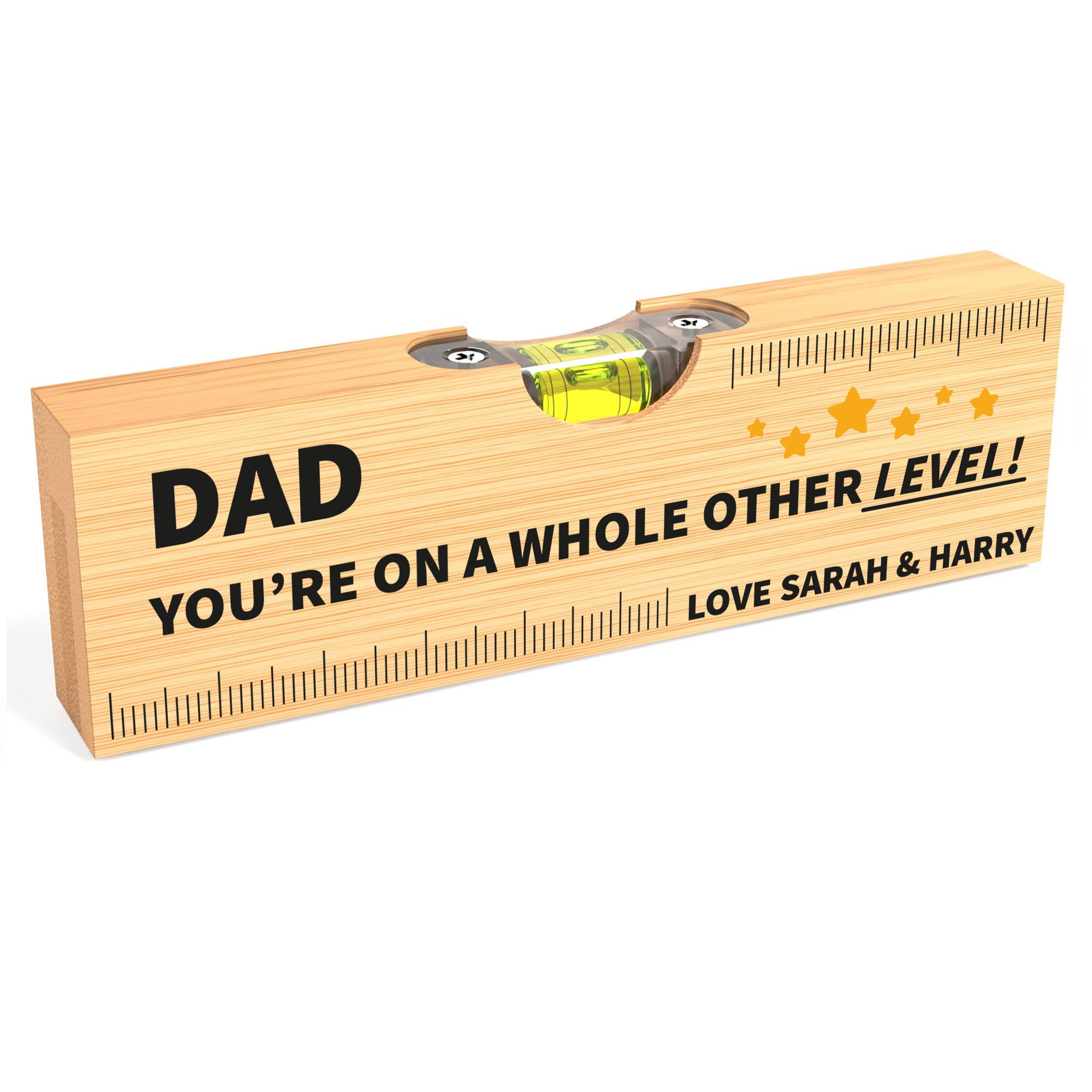 Beecreative Personalised Fathers Day Gifts For Dad - Spirit Level With Bottle Opener Multitool Gift - Fathers Day, Birthday or Christmas Gift From Son or Daughter