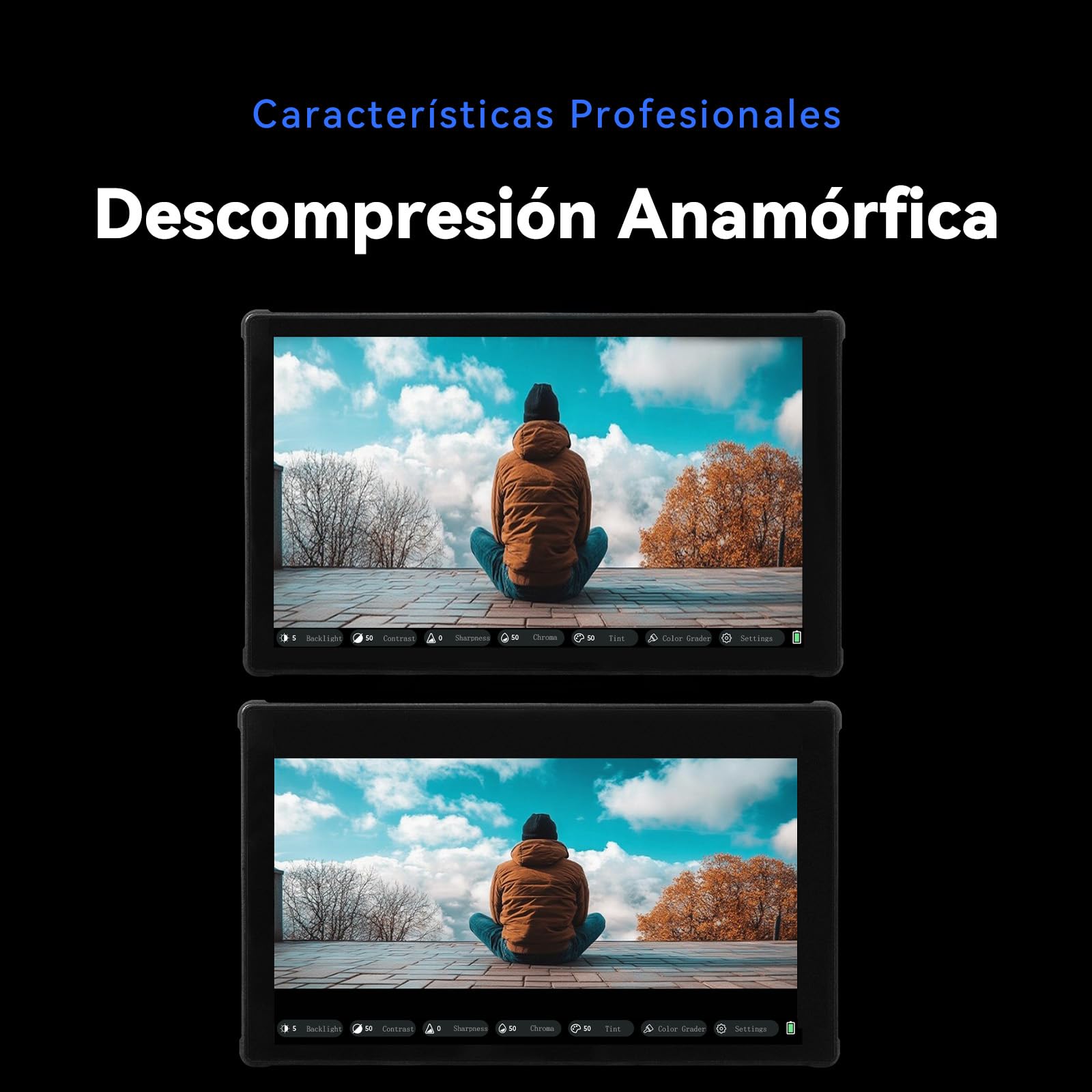 Portkeys LH5C 5.4" Monitor Cámara 4K HDMI Input, Camera Control Touch to Focus para FX3/FX30/A6700/A7S III/A7M IV, R5/6/7/8, GH6/BGH1/S5, 3D LUT Waveform Focus Peaking Monitor de Campo