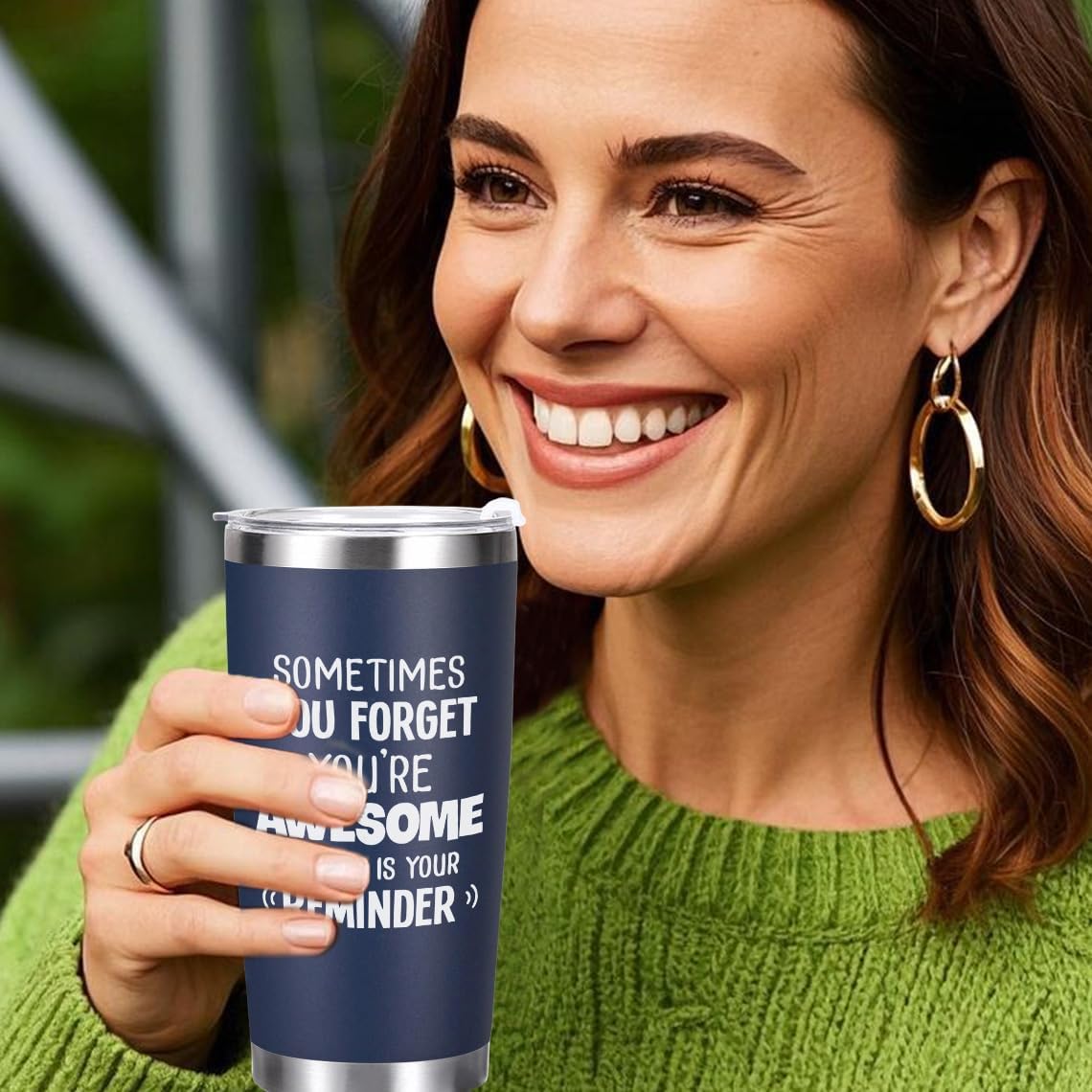 Sometimes You Forget You're Awesome Gifts Retirement Inspirational Birthday Tumbler for Him Men Thank Dad Father Husband Boyfriend Son Employee Best Friend Day Christmas Navy Blue 20oz - Image 6