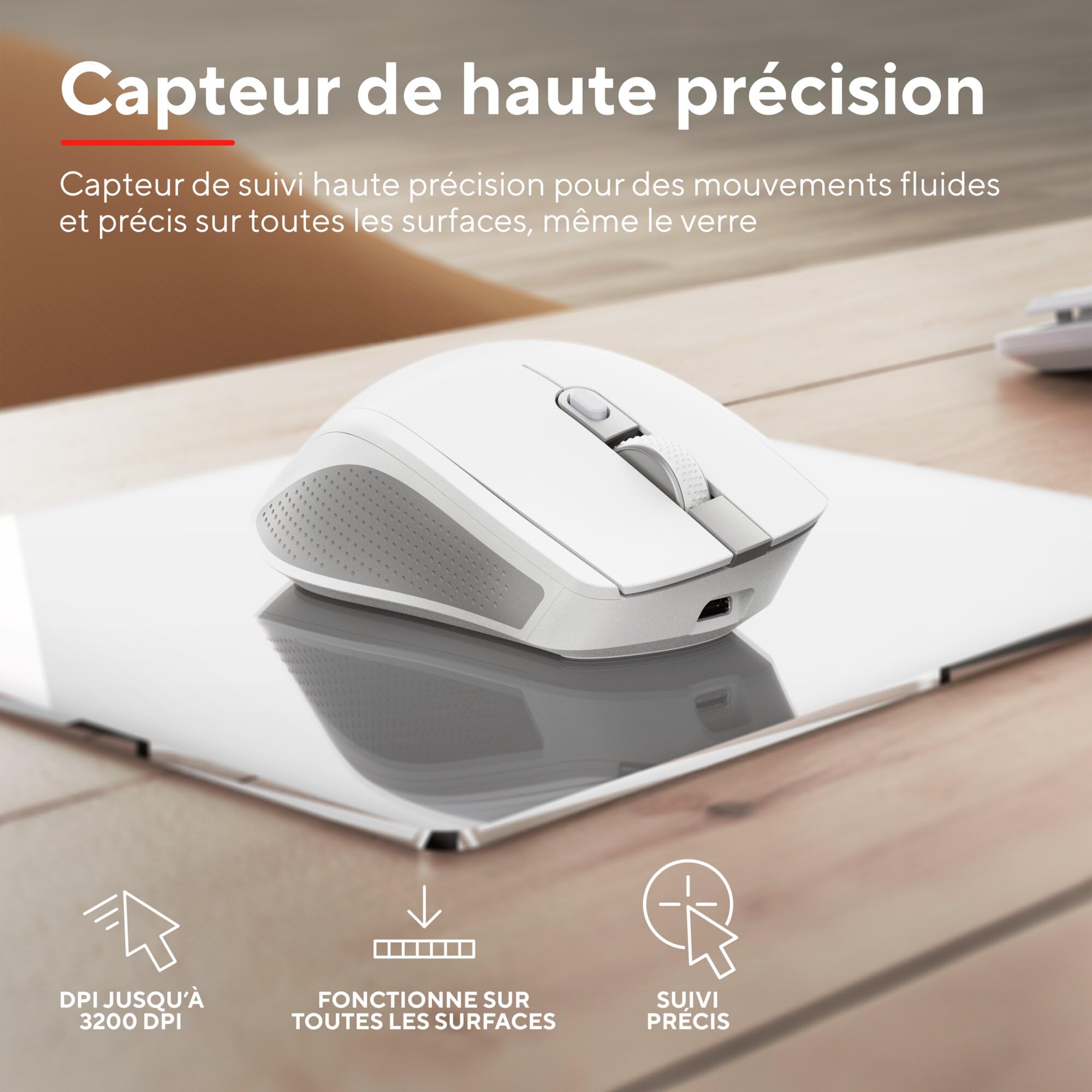 Trust Ozaa+ Souris sans Fil Bluetooth + 2.4GHz Multi-appareils, Blanc