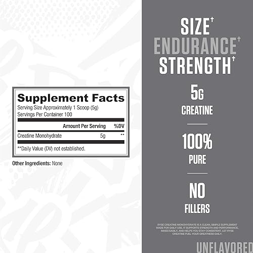 Miniatura 2 de RYSE - Polvo de monohidrato de creatina, sin sabor, apoya el crecimiento muscular magro de hombres y mujeres, la fuerza, la potencia y la