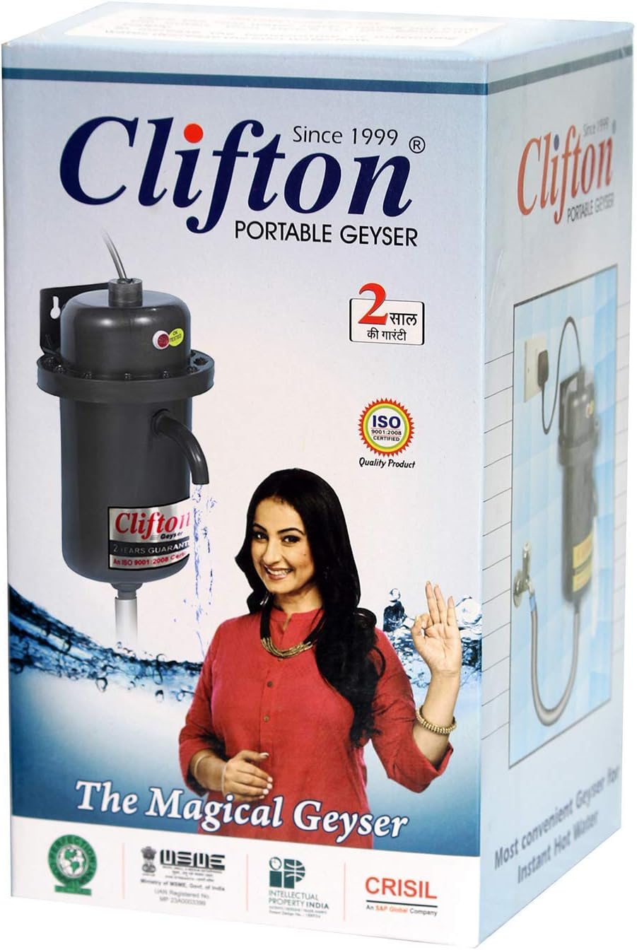 - CLIFTON MW 3000 1L Instant Portable Water Heater/Geyser for Residential and Professional Use (Black)