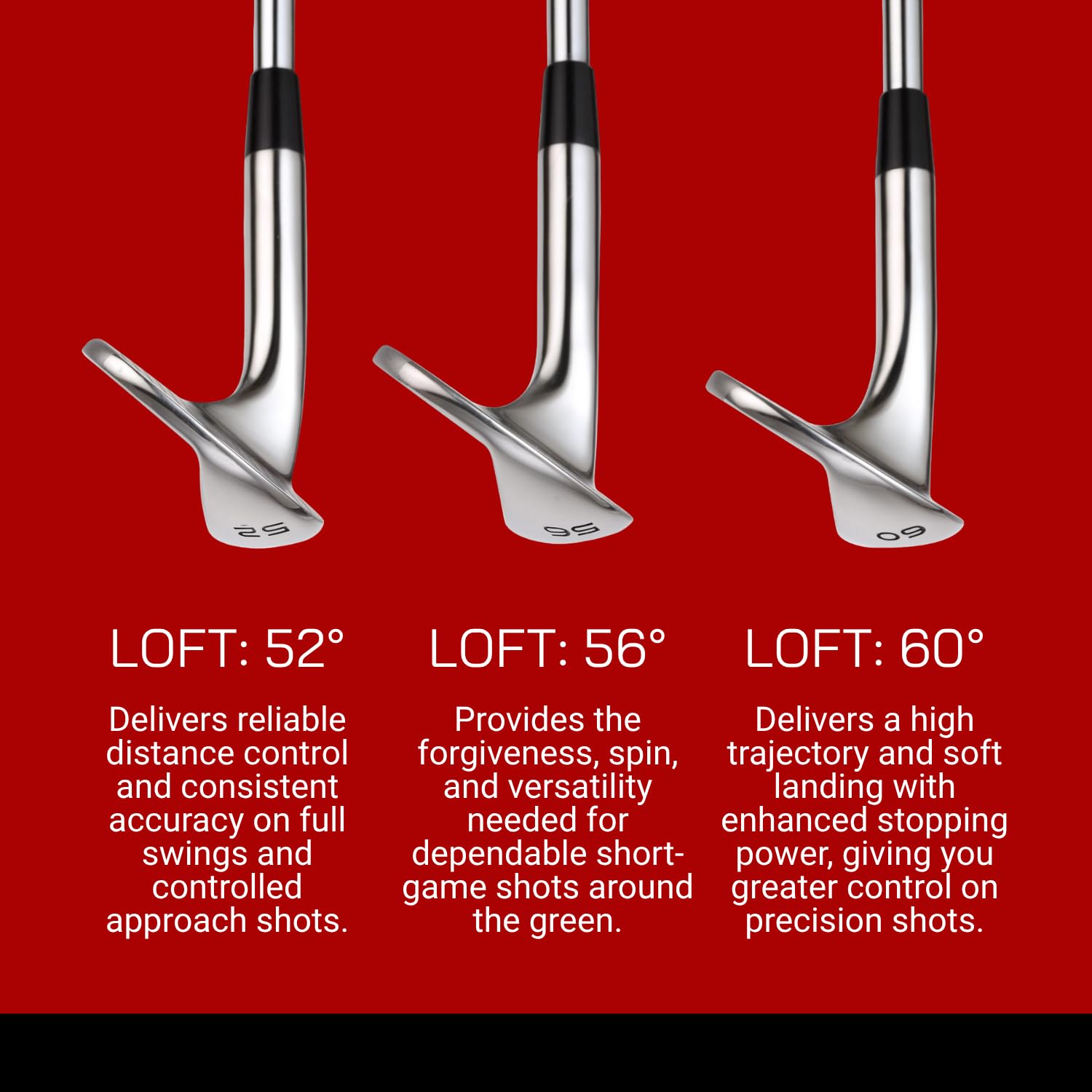 Majek Golf Damen Komplett Keil Set: 52° Gap Wedge (GW), 56° Sandkeil (SW), 60° Lob Wedge (LW) Rechtshänder Damen Flex Steel Schaft