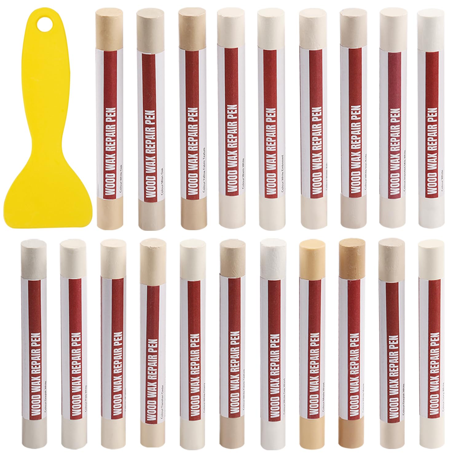 YIEMI Wood Filler Sticks 20 Colors Repair Wax Sticks Kit Furniture Touch Up Crayons for Repairing Scratches Holes Cracks Wood Floor Tables Cabinets Doors Hardwood(Light Color Series)