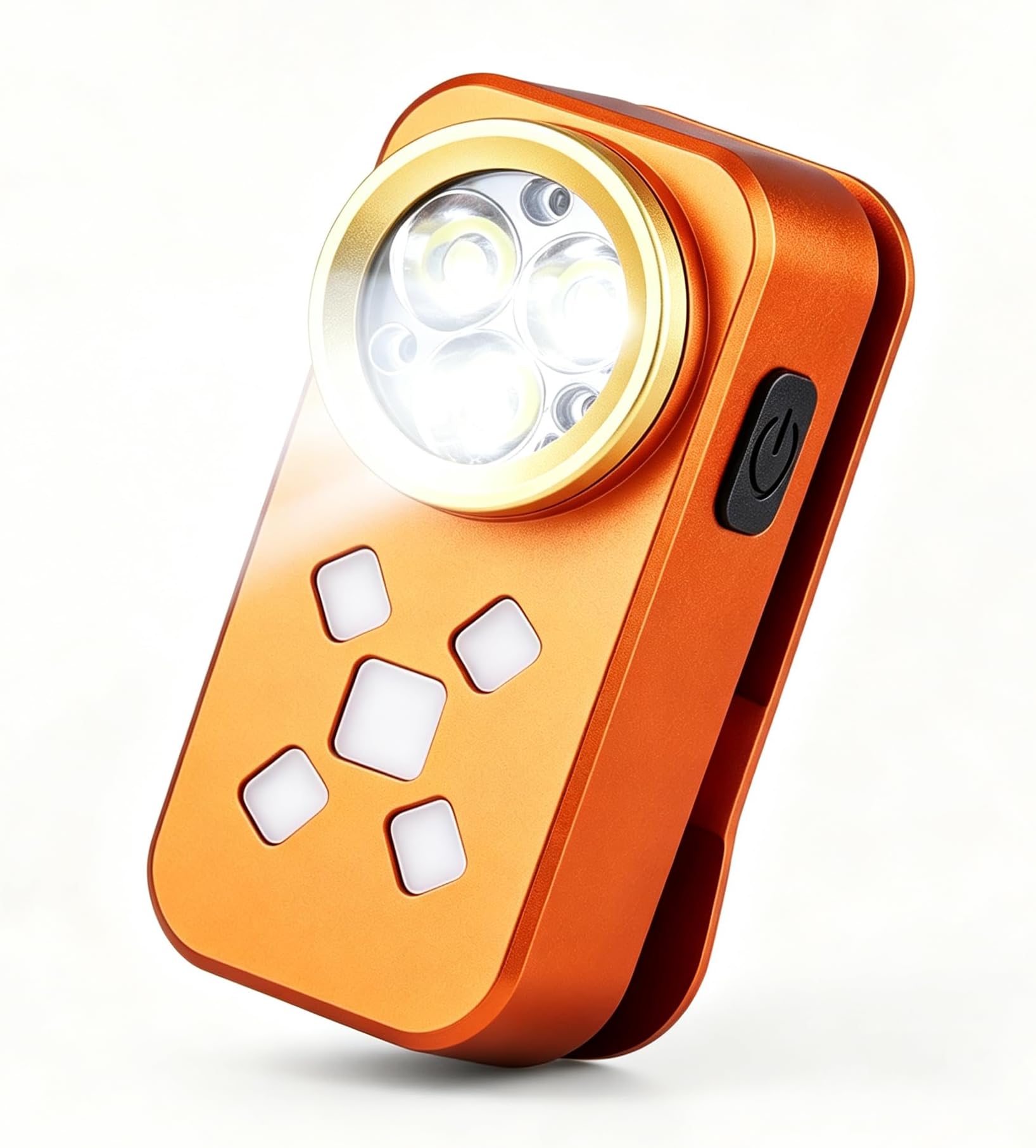 Rechargeable EDC Flashlight, 500 Lumens Portable Clip On Light, Pocket Flashlights Rechargeable, IP68 Waterproof Mini EDC Light for Signaling, Camping, Emergency (Orange)