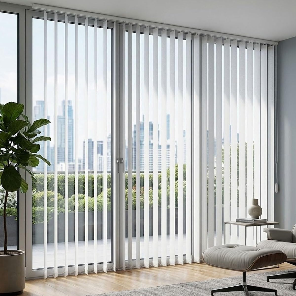 Veneziane Tende Verticali Scorrevoli Oscuranti In Tessuto - Isolamento Termico Per Camere Da Letto E Soggiorno, Tende A Lamelle Per Finestre Grandi E Divisori D'Ambiente, Bianco(260W x 240H cm)