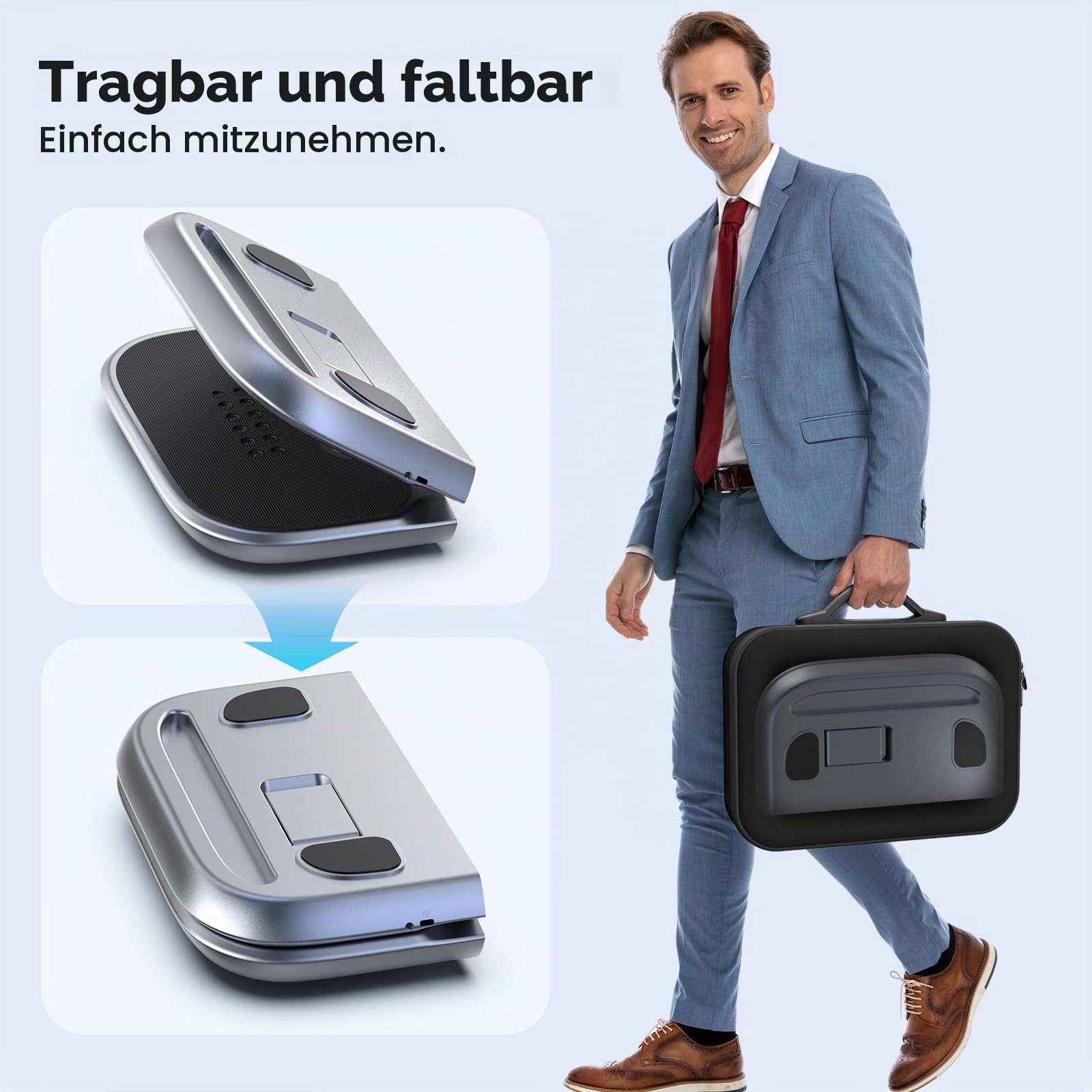 Medic Durchblutungs-Stimulator Beine & Füße mit Rotlichttherapie(660+850NM), EMS Fußmassagegerät mit Doppelter Physiotherapie, Mit magnetischem Fernbedienung und beiliegender Tragetasche