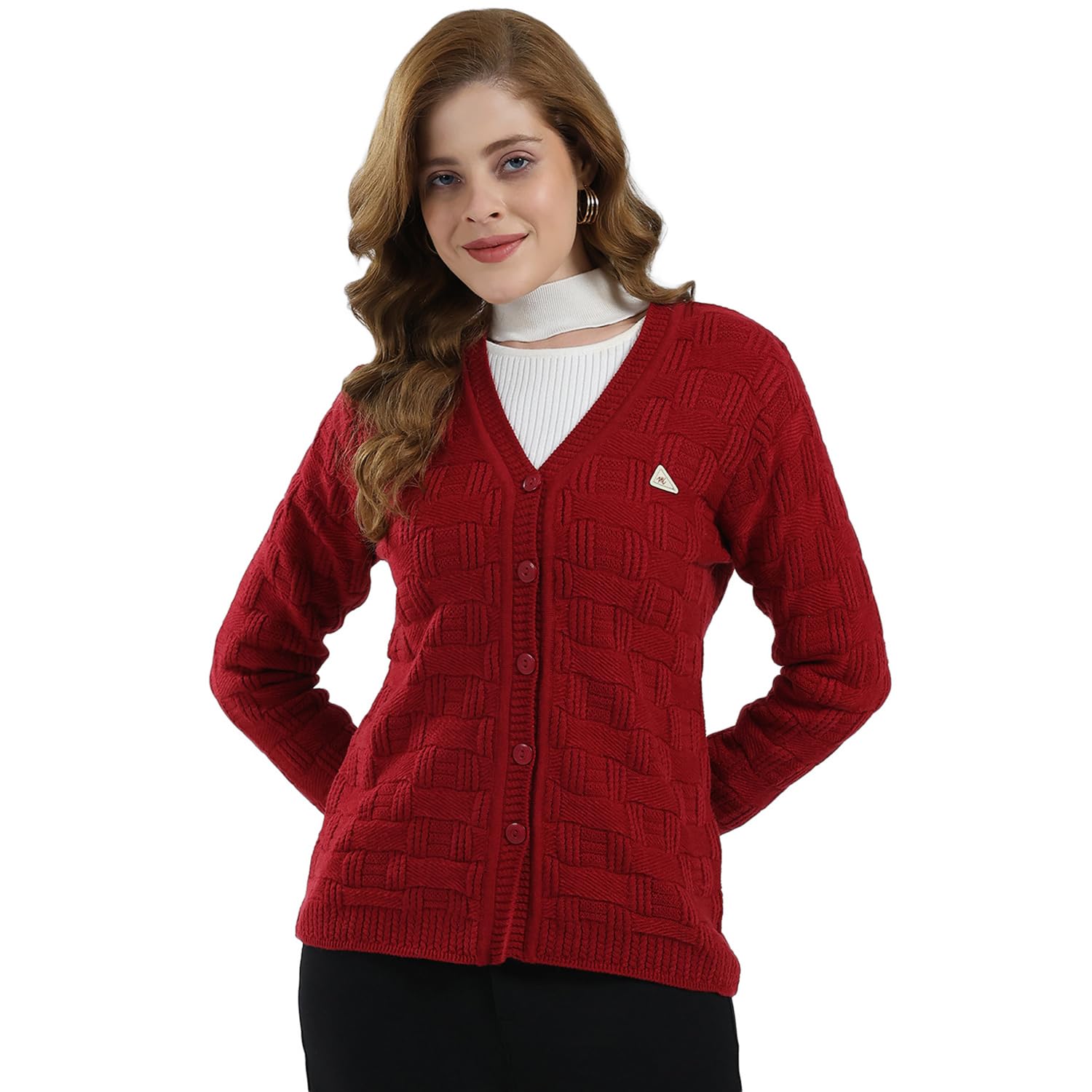 monte carlo Women's Regular Fit Winter Cardigan | Self Designed V Neck | Full Sleeve Button Closure Stylish Cardigan for Women's-picture-42