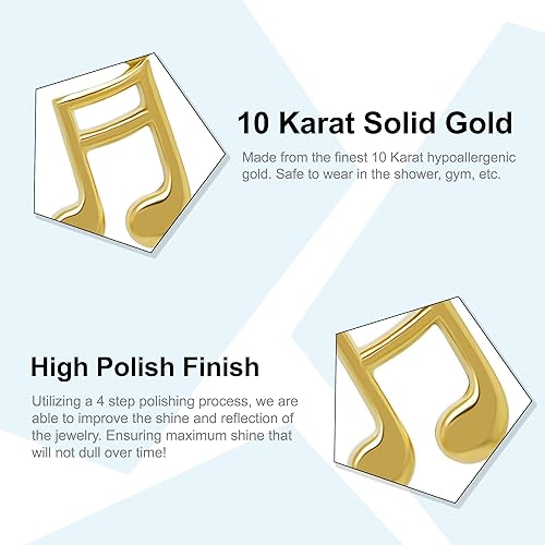 Miniatura 2 de Dije de oro para notas musicales, oro macizo de 10 quilates, collar de joyería musical, colgante de símbolo de música, regalo para amantes de la