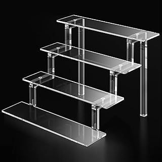 Acrylic Risers Display Stands, 9” Perfume Organizer, Clear Diaplay Riser Shelf Compatible with Funko POPs Amiibo Nendoroids, Lotion Holder Cupcake Stand Shot Glass Display Tiered Table Shelf Stand