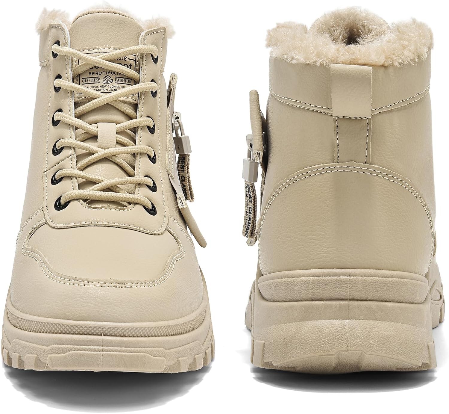 Womens Snow Boots Warm Winter Boots Ladies Fur Lined Ankle Boots Lace Up Outdoor Booties Anti-Slip Sneakers Waterproof Walking Shoes