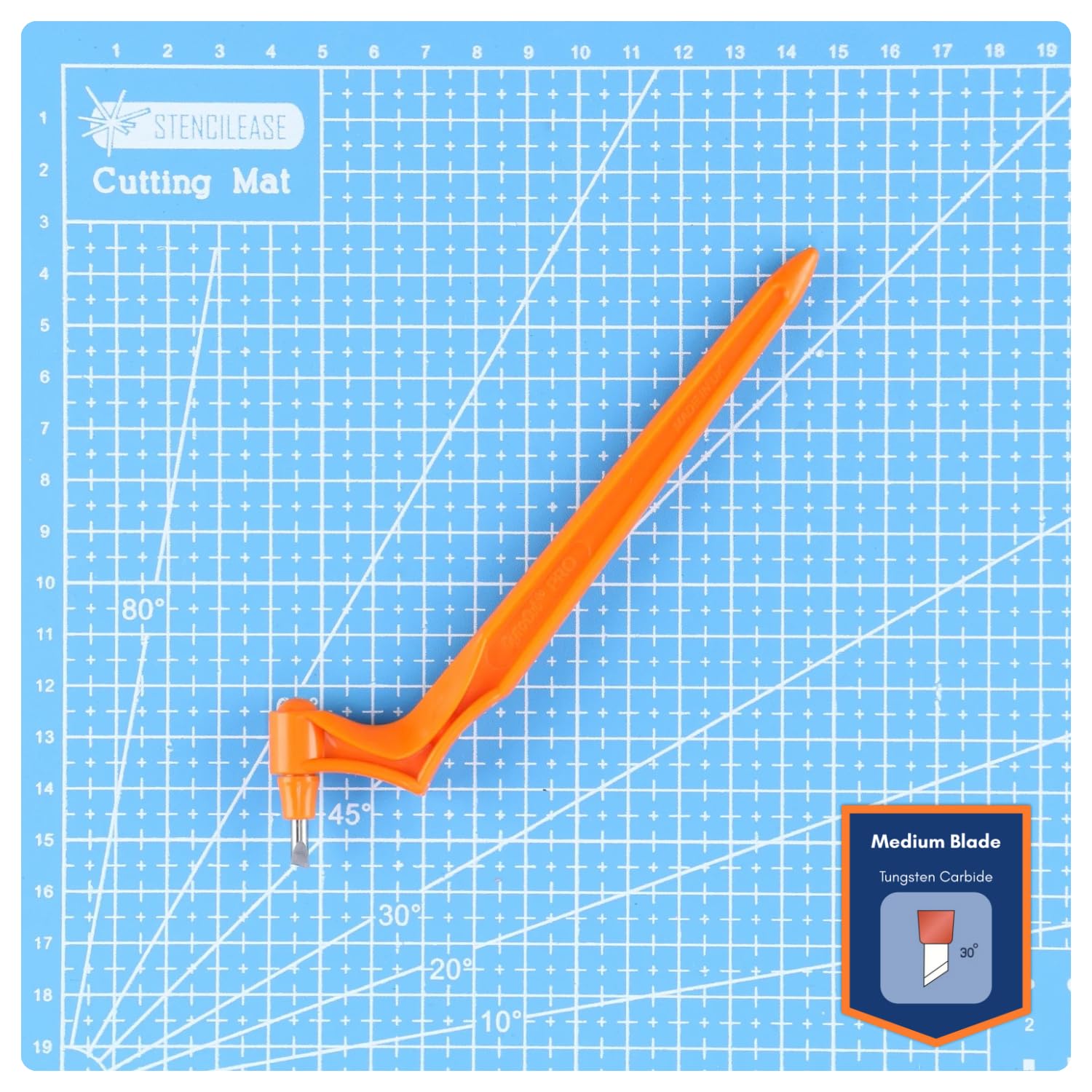 Gyro-Cut PRO Craft Cutting Tool with 30˚ Medium Cut Tungsten Carbide Blade - Crafting Knife with Rotating Blade for Midweight Materials, Precision