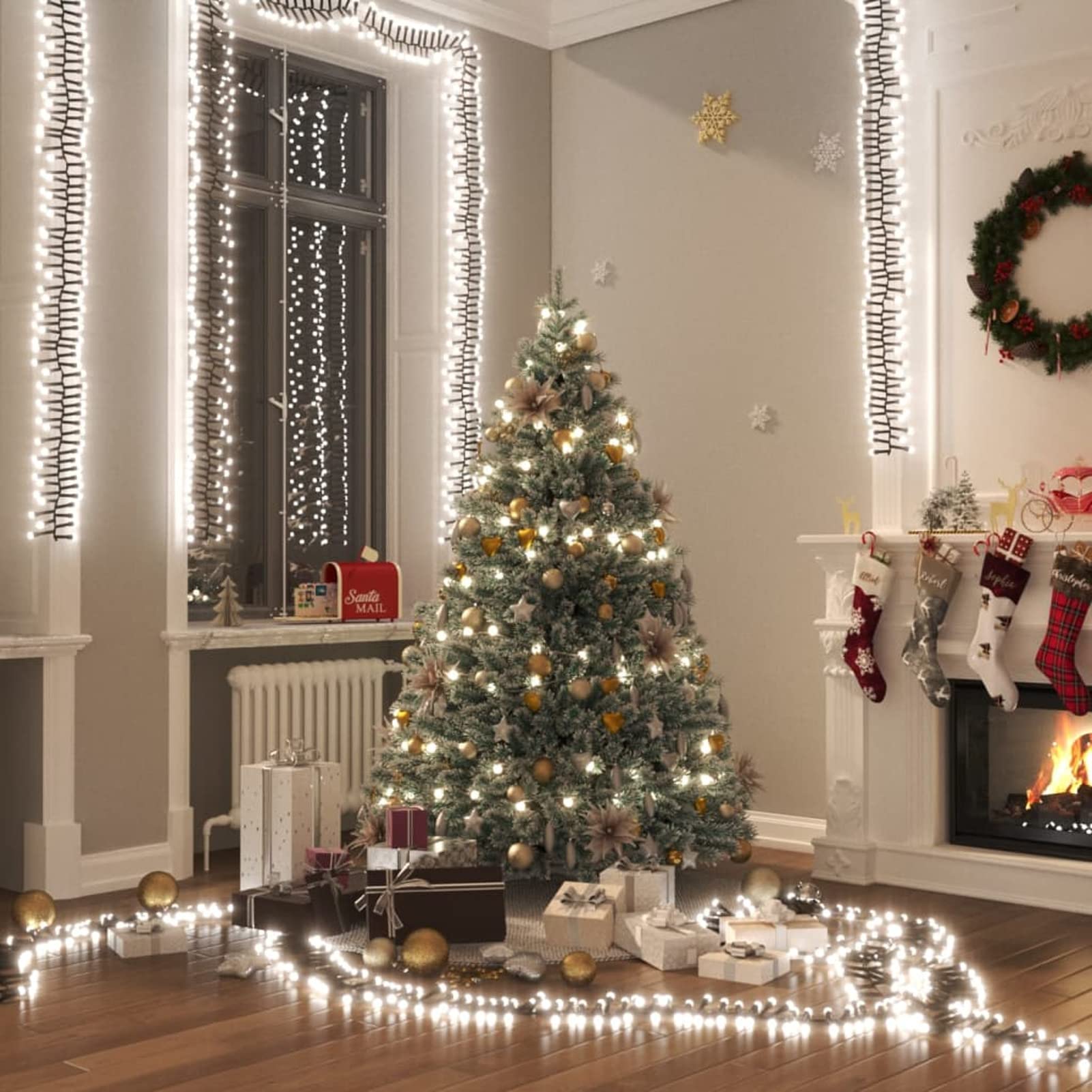 Gruppo Stringa LED con 2000 Luci LED Bianco Freddo 17 m in PVC,Stringa LED,Stringa Lu Ci LED,Lucine LED Decorative-343245