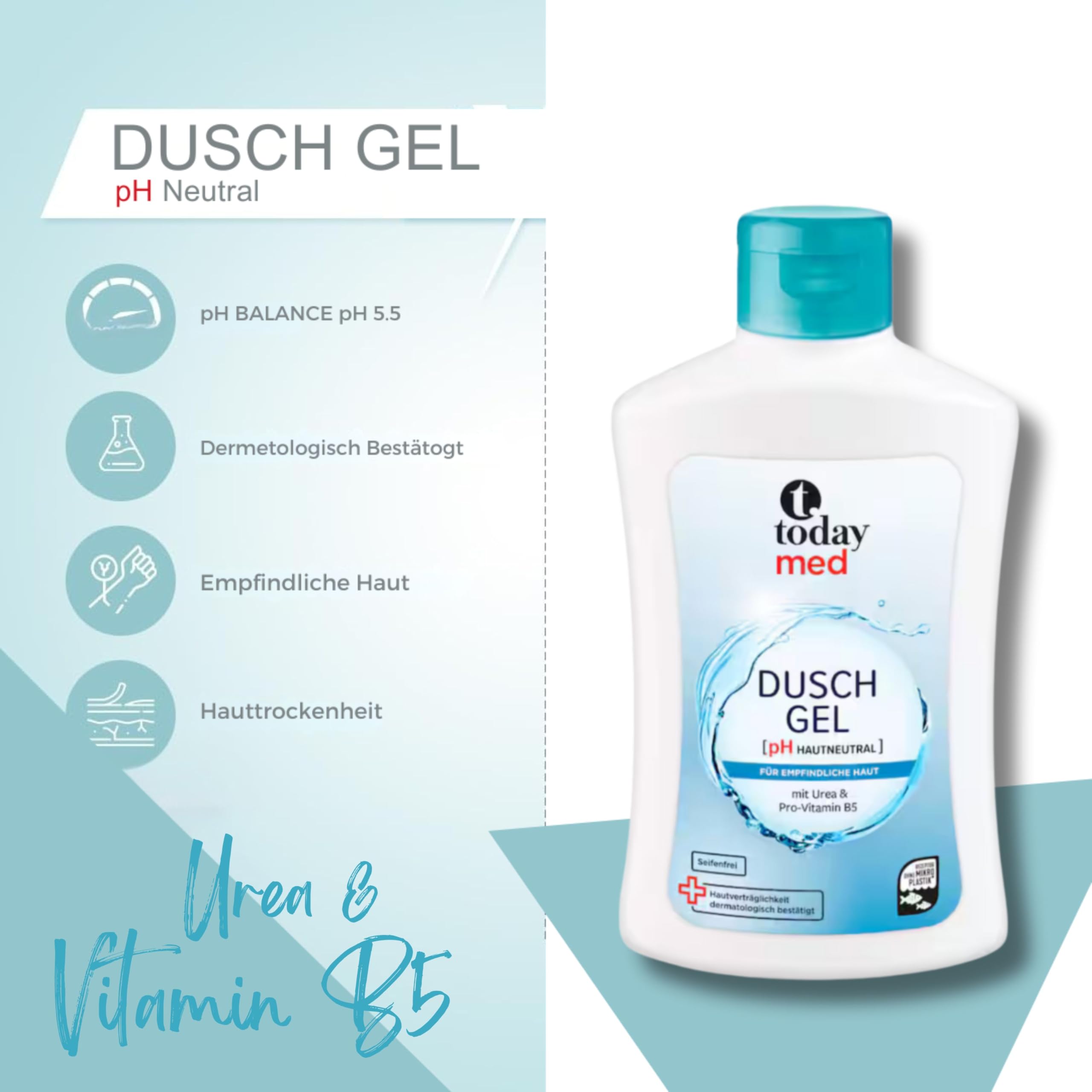 Shower Gel pH Neutral 500 ml - With Urea & Provitamin B5 - For Sensitive & Dry Skin - Moisturising & Mild - Image 4