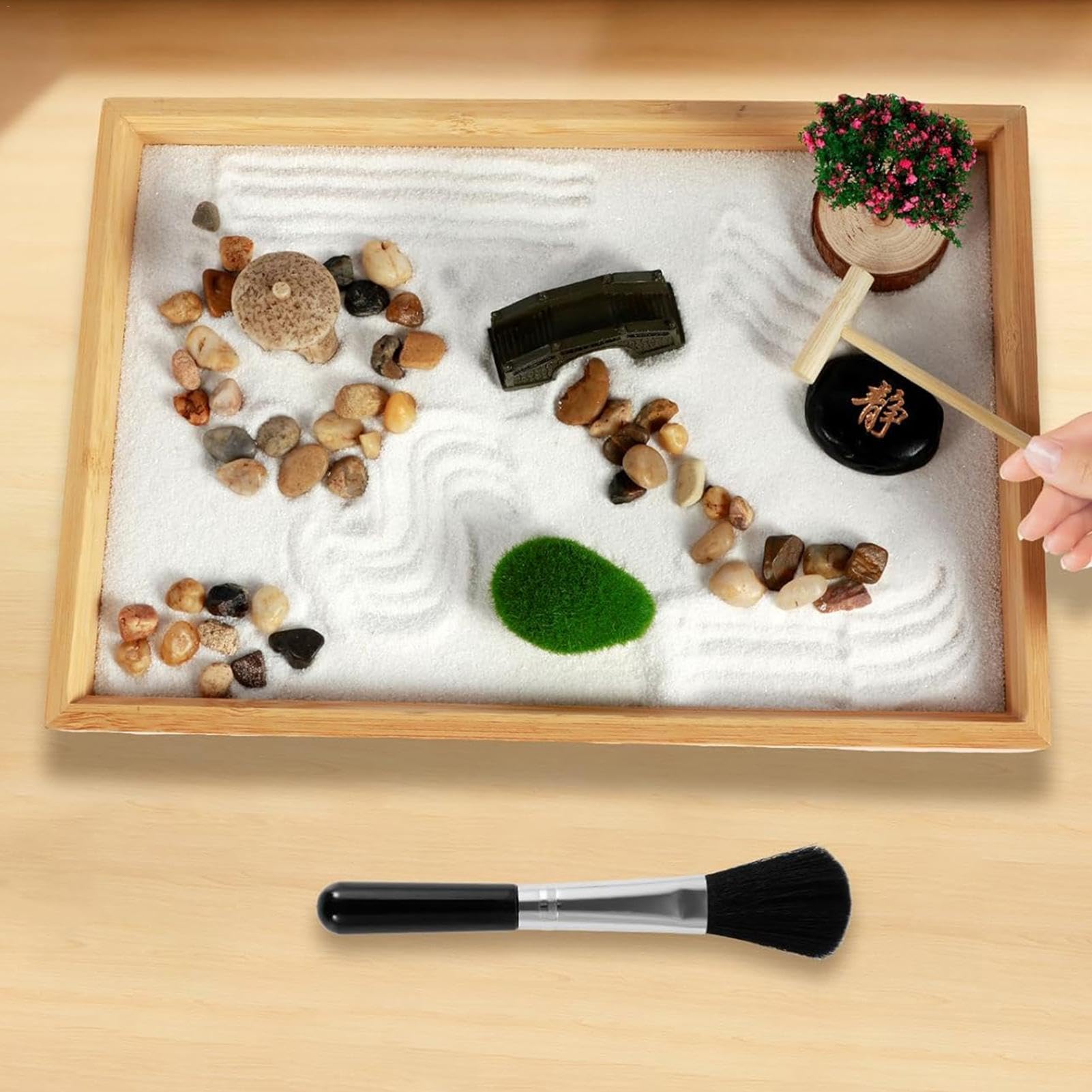 日本庭園 キット  ミニチュアキット 瞑想ギフトセット ミニデスクアクセサリー Amazon.co.jp: デスク用禅砂庭 禅ガーデンキット 庭の瞑想の装飾