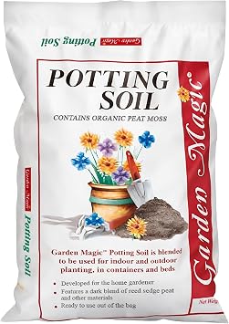 Michigan Peat 20 Pound Bag of Garden Magic General Purpose Moisture Retaining Potting Soil Mix for Indoor and Outdoor Planting