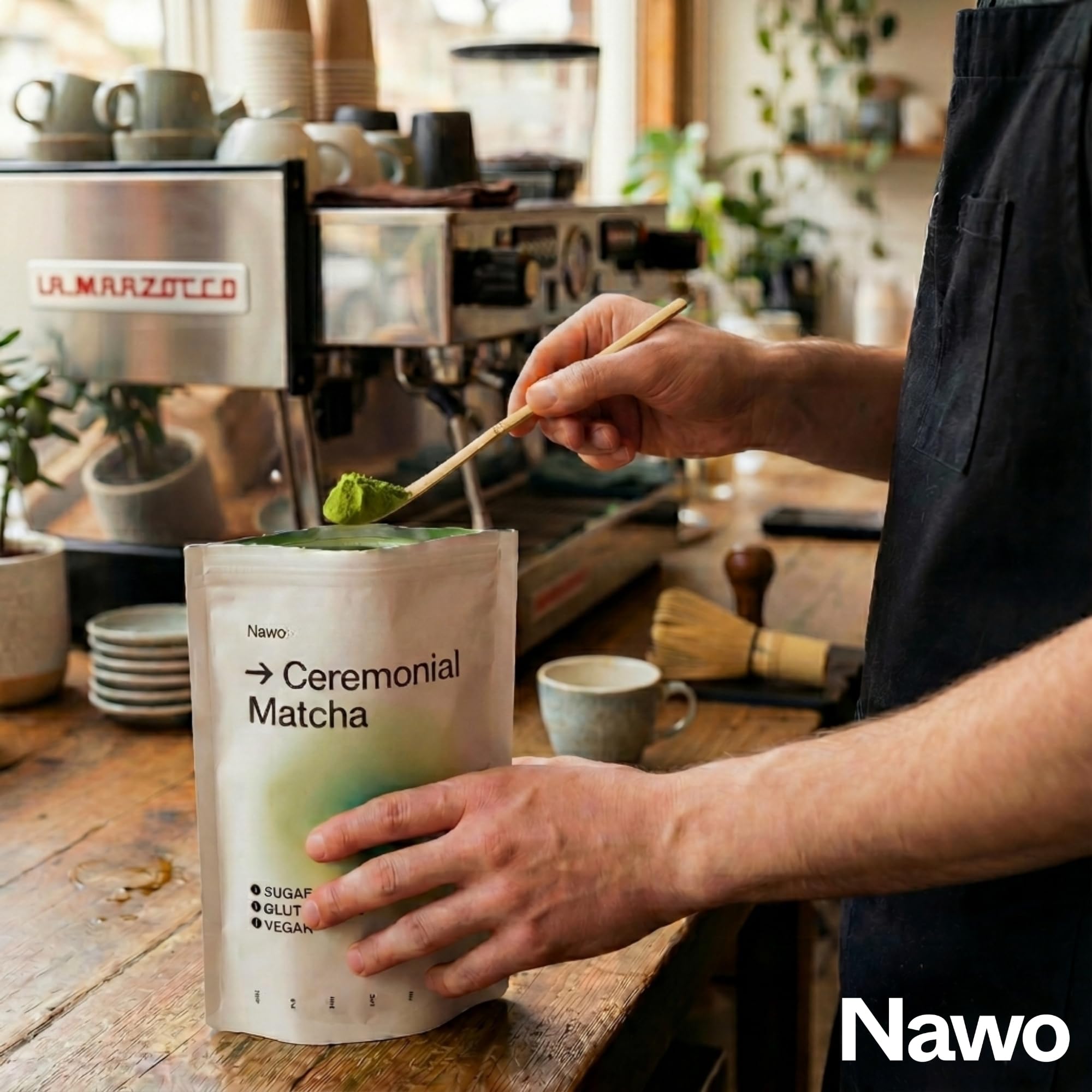 Matcha Ceremonial Barista 250g – Té Verde Puro en Polvo – Primera Cosecha – Sin Amargor – Latte, Cafeterías y Uso Profesional – Analizado en Laboratorio – 100% Natural – Sin Azúcar – NAWO® Matcha