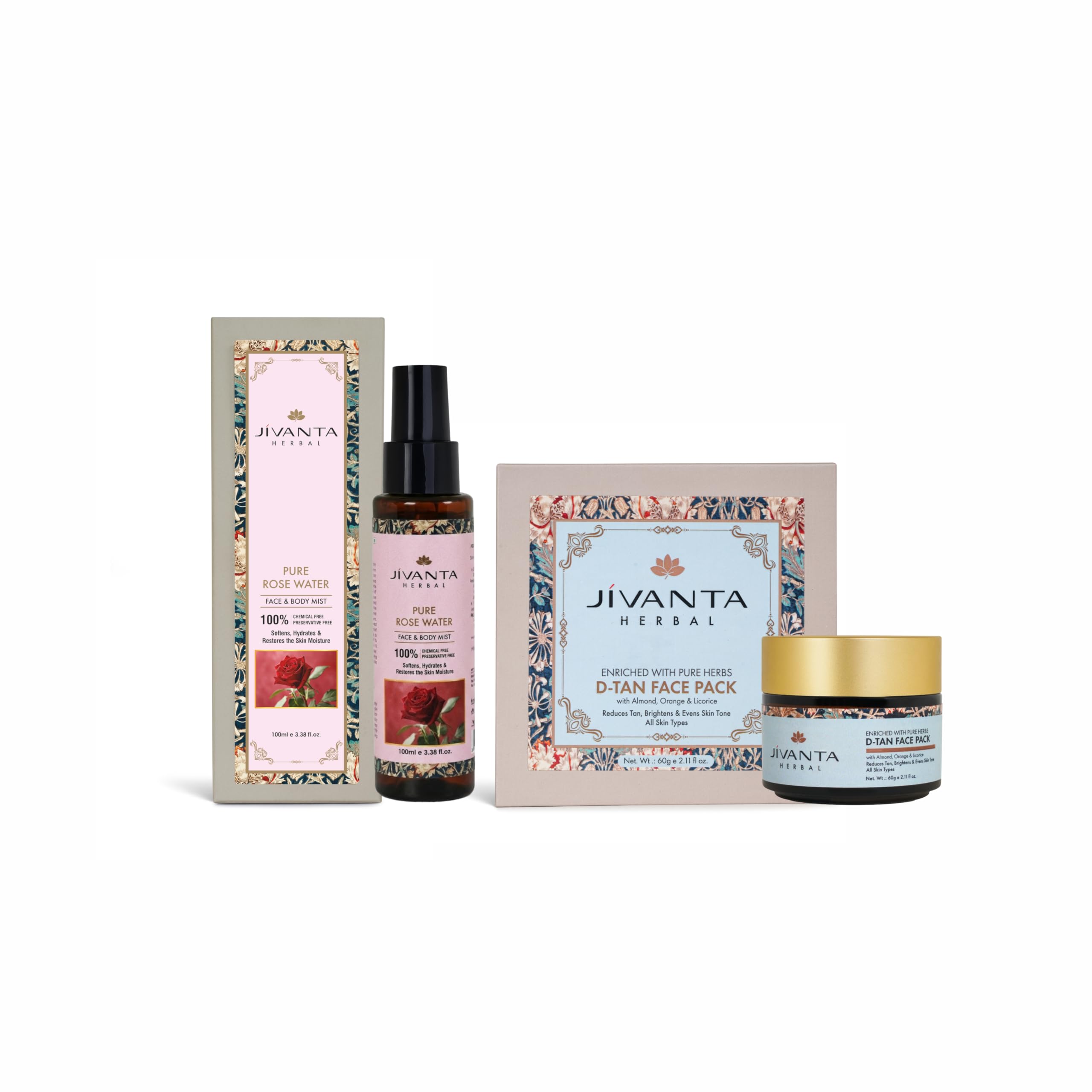 Jivanta Rose Water Face and Body Mist 100 ml with D Tan Face Pack 60 g Combo for Skin Hydration Brightening and Tan Removal for All Skin Types-image-35