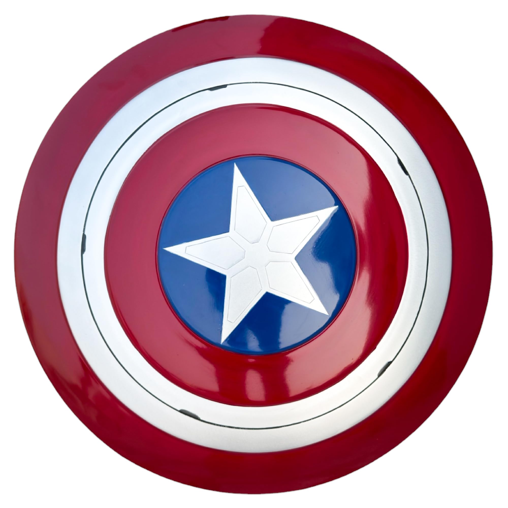 Captain Shield America Rundes Metallschild, Baustahl mit Ledergriff, Cosplay-Rollenspiel-Wanddekoration, Weihnachts- und Erntedankgeschenk