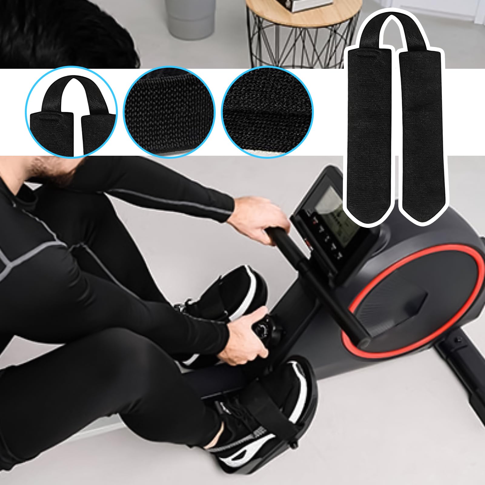 Rudergerät-Griffhülle – Weiches Rudergerät-Griffpolster, Rutschfestes, Gepolstertes, Schweißabsorbierendes Material, Einfache Installation | Übungszubehör Für Fitnessstudio-Fitness-Athleten, Indoor-Tr