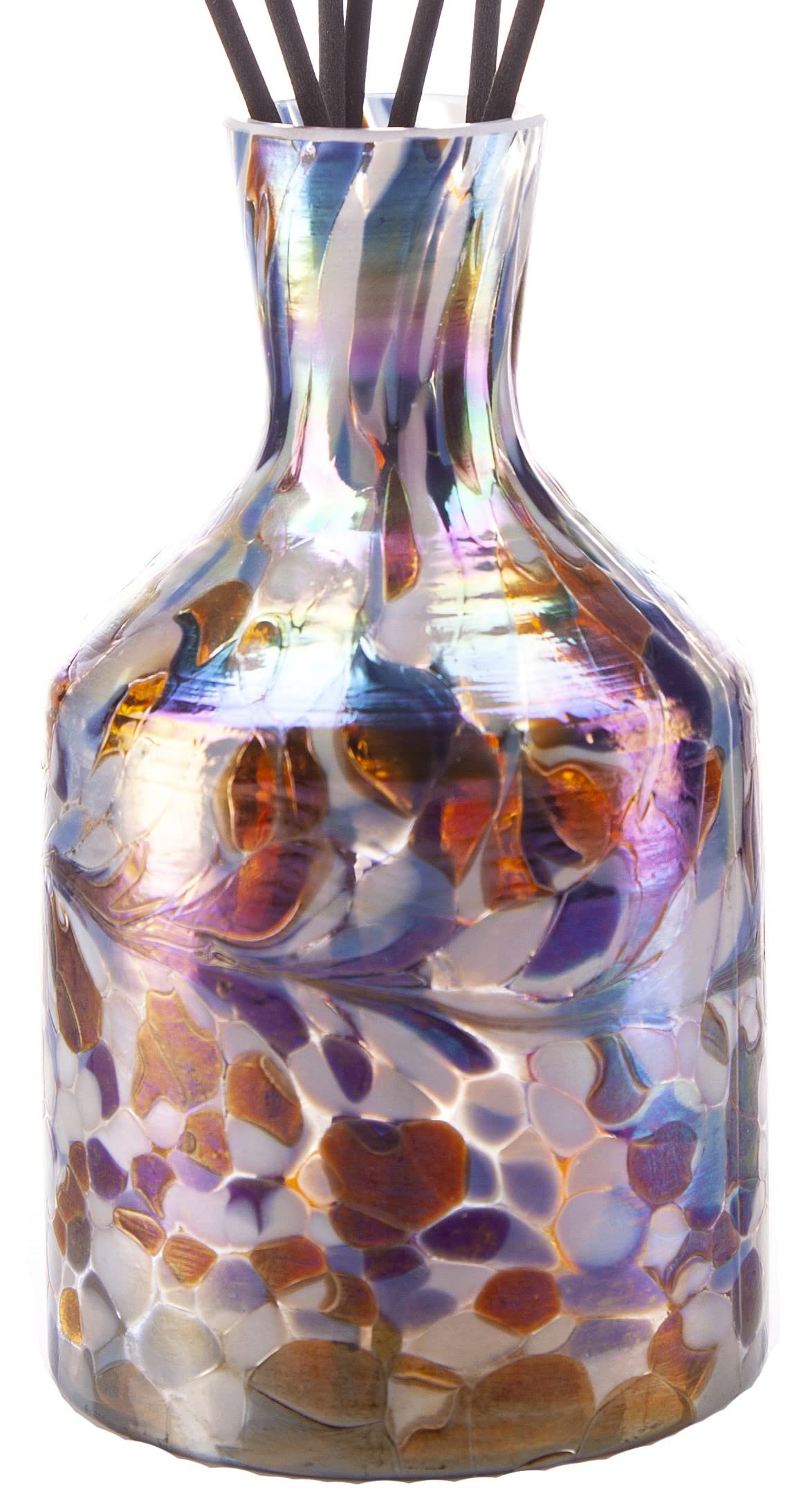 Amelia Art Glass Reed Diffuser Apothecary in White, Blue & Red