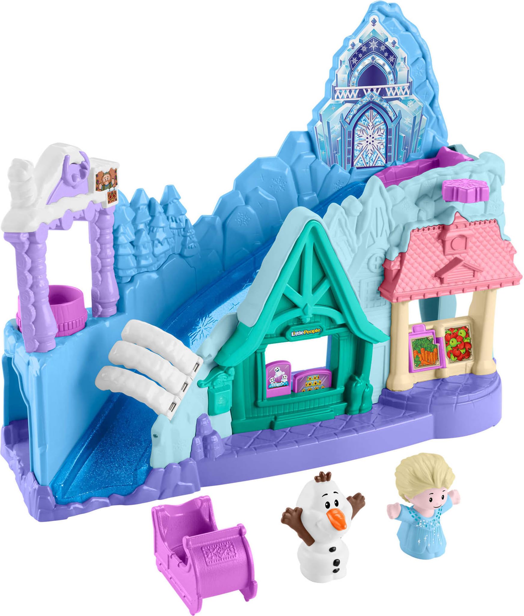 Little People Toddler Toy Disney Frozen Arendelle Sledding Adventures Playset with Figures for Pretend Play Ages 18+ Months