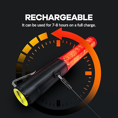 Miniatura 2 de Paquete de 4 varitas recargables de señal de tráfico de 10 pulgadas, bastón de control de tráfico con LED blanco en la parte superior, varita de