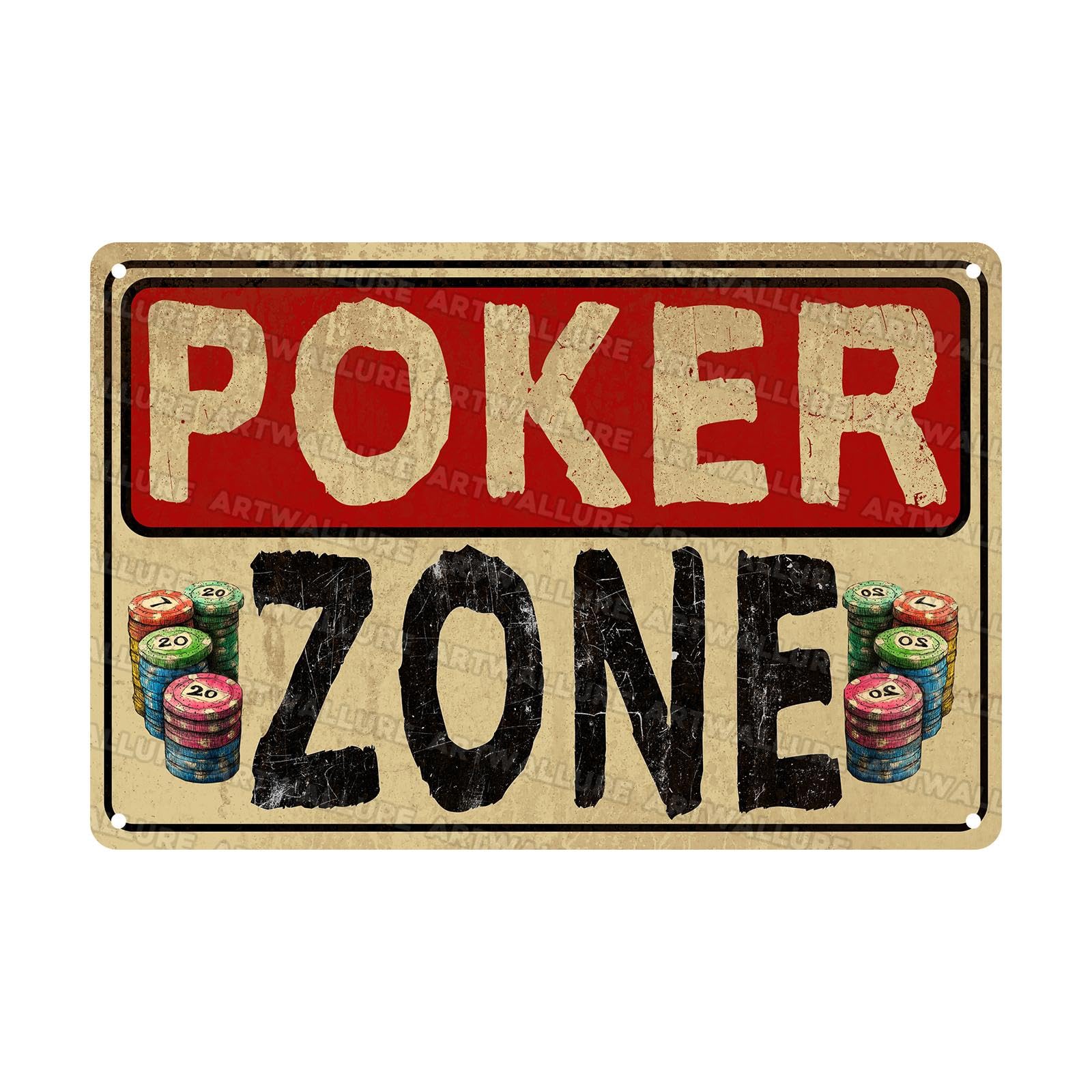 Vintage Poker Zone Tin Sign Poker Metal Sign for Cafes Bars Pubs Shop Wall Decorative Funny Retro Signs for Men Women 8x12Inch
