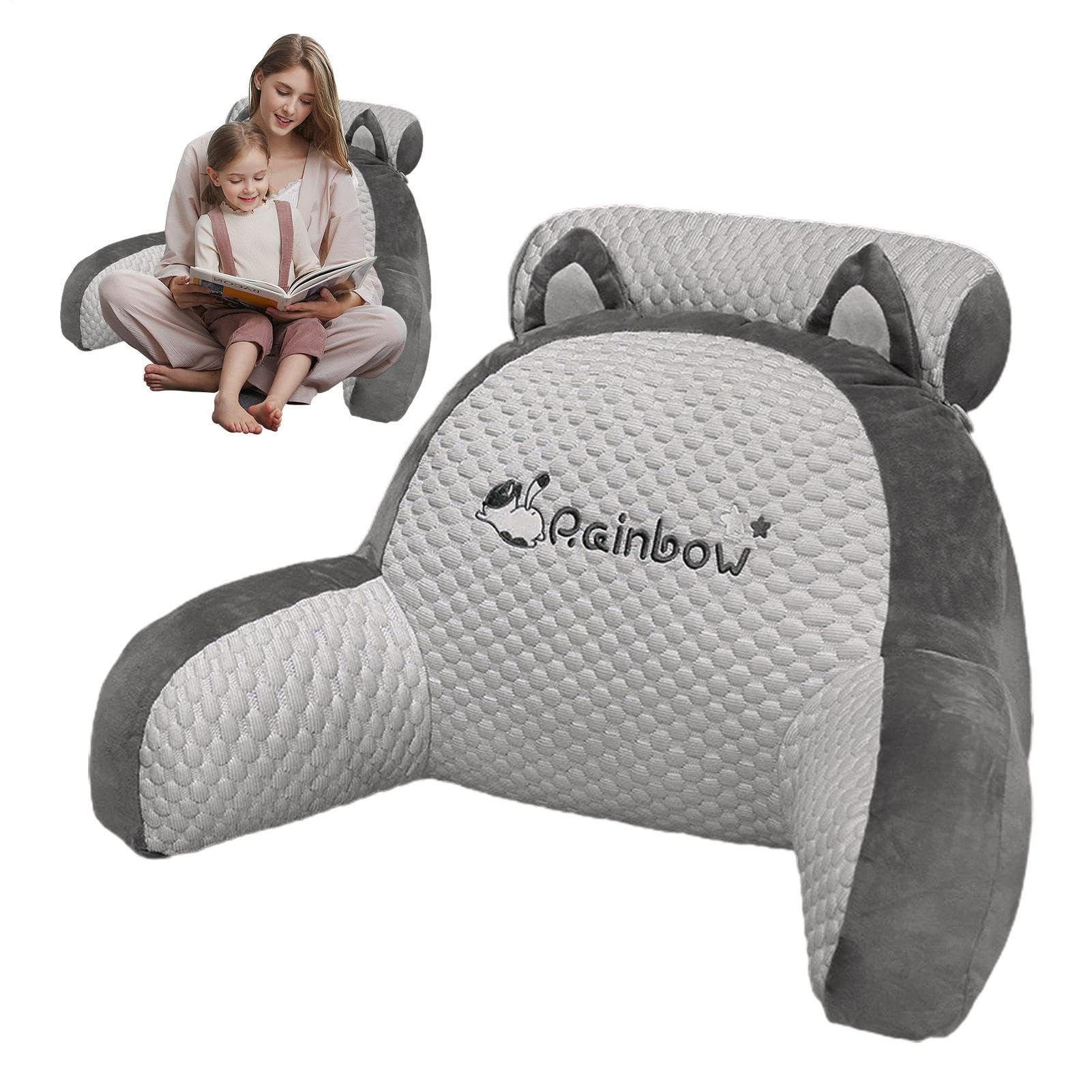 Almohada de cama para sentarse, almohada suave con brazos, cojín para el brazo para jugar, leer, ver la televisión, cojín de apoyo lumbar