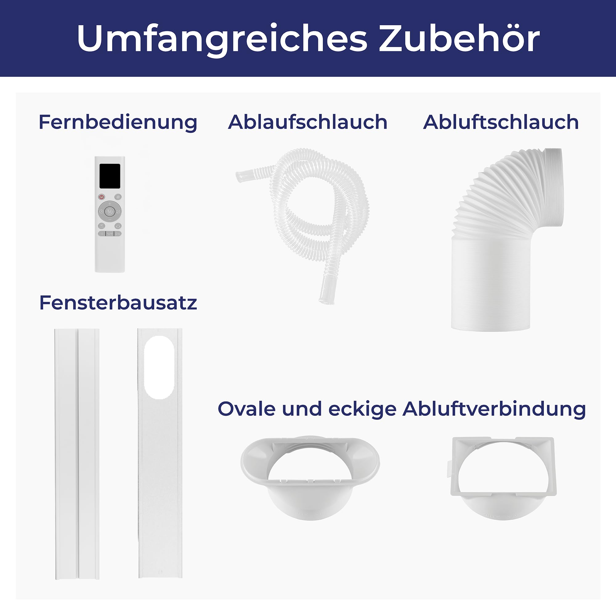 KLAMER Mobile Klimaanlage 12000 BTU, bis 43m², 3-in-1, Abluftschlauch | Kühlung, Ventilation & Luftentfeuchtung, 3 Gebläsestufen, 24h Timer, Nachtmodus, Fernbedienung, R290 Kältemittel