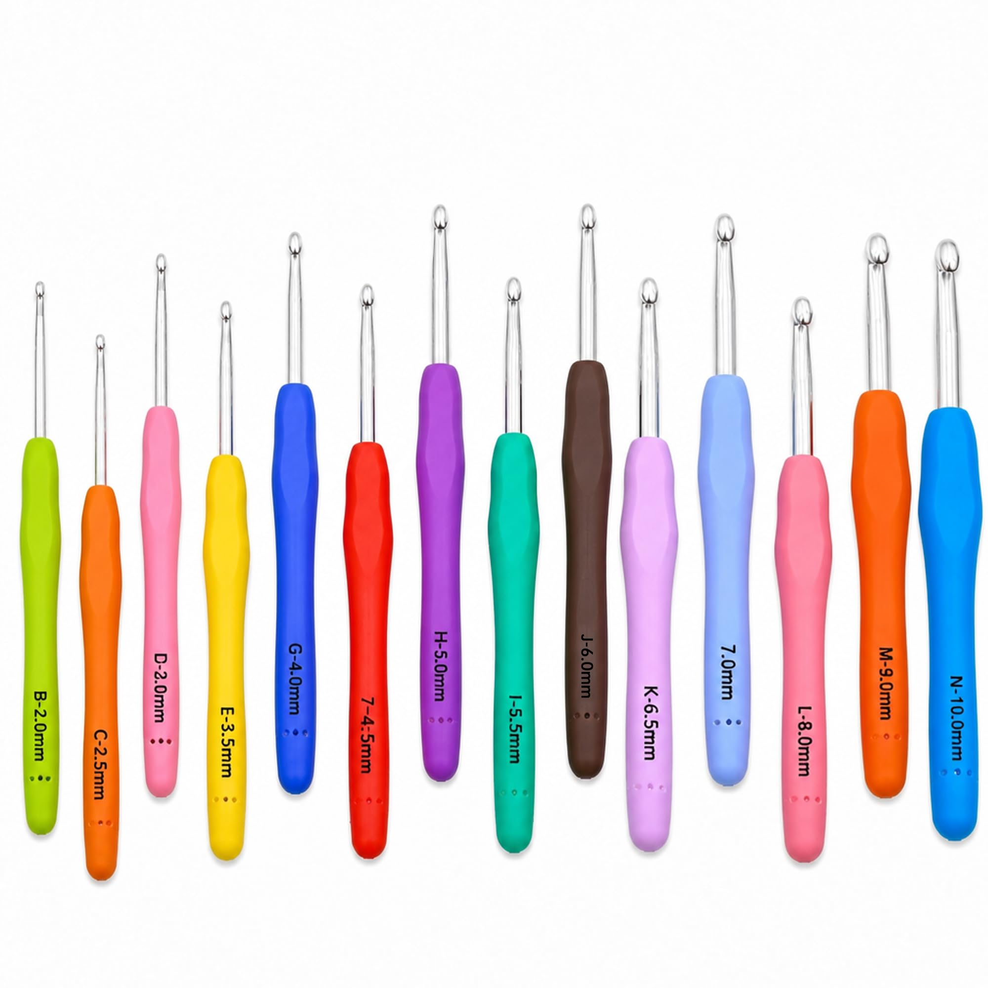 Crochet Hooks Set Ergonomic Soft Grip Aluminum Colour-Coded