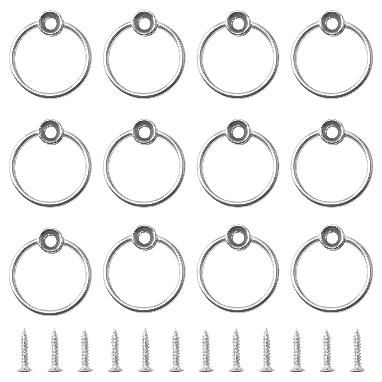 UFURMATE Drawer Pulls Rings, 12Pcs Metal Pulls Ring Knobs Metal Ring Pull Handle Single Hole Furniture Cabinet Ring Pulls with Screws for Drawer,