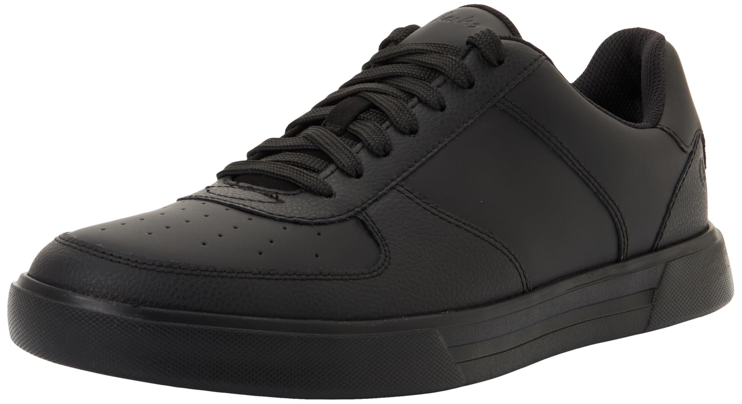 Clarks Men's Black Romsey Tie Leather Trainers, Lace Up | : 9/Standard Fit