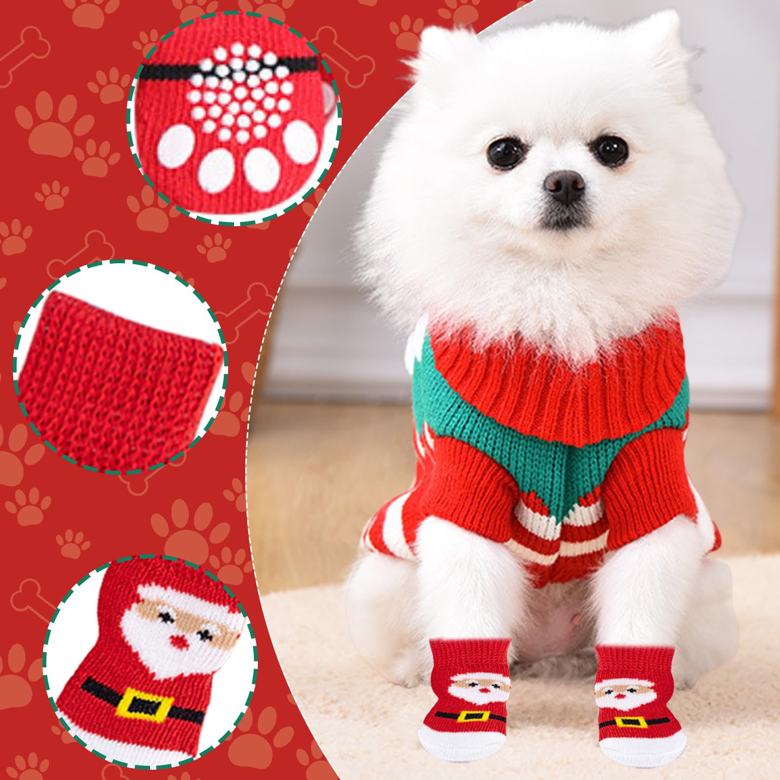 TYXHXTF Dog Christmas Outfit, Christmas Pet Clothes Dog, 16 PCS Christmas Dog Socks, Stop Licking Protector for Small Dogs - Image 3