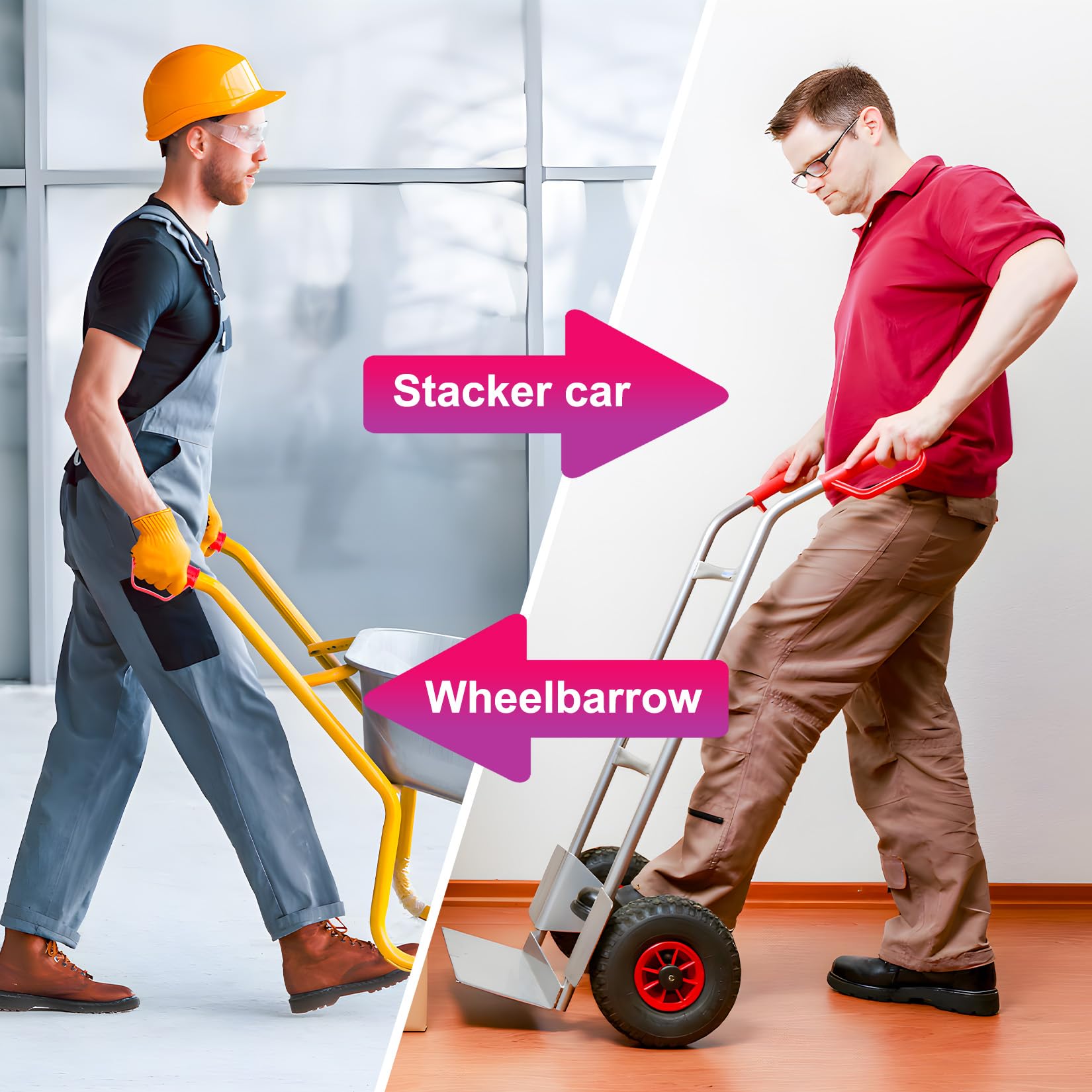 4 sztuki uchwytów do taczki 25 mm, uchwyty zamienne do taczki sztaplowanej, uchwyty bezpieczeństwa do wózków transportowych, taczek, uchwytów pałąkowych (czerwone)