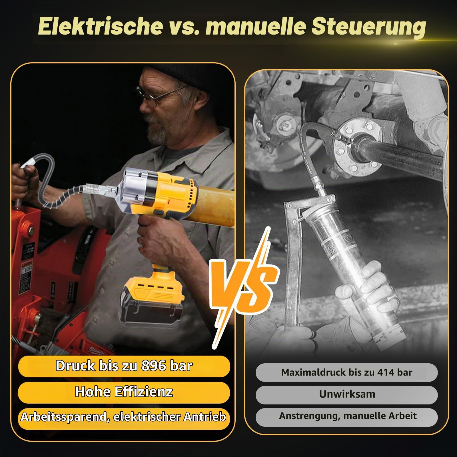 WingFly Akku-Fettpresse für Dewalt 18V,20v, 13000PSI Elektrische Fettpresse