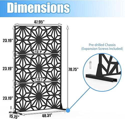 Miniatura 6 de Domi - Pantalla de privacidad de metal, paneles de pantalla de patio al aire libre, vallas decorativas, soporte divisor de espacio para habitación