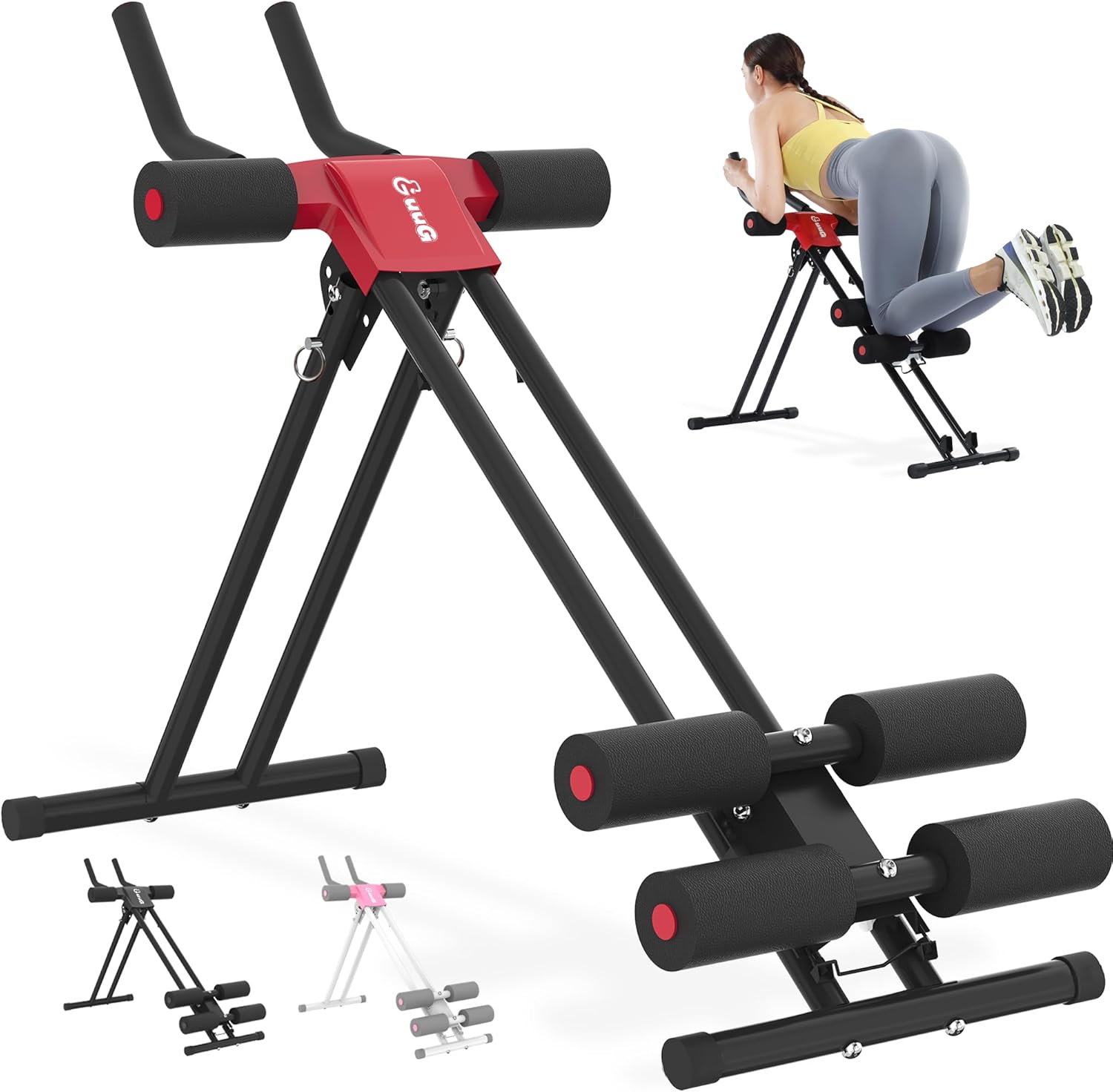 GuuG Ab Machine Ab Trainer Machine : Adjustable Ab Machine for Stomach Workout at Home Gym Ab Workout Foldable Core Strength Training Equipment Home Gym System