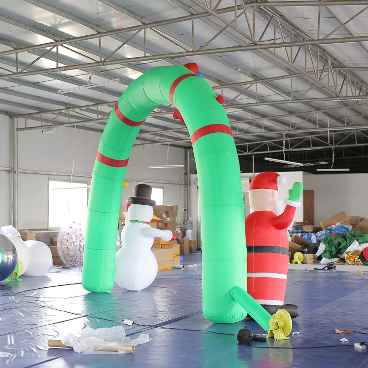 SAYOK LED Christmas Inflatable Arch with Santa and Snowman Inflatable Archway with Air Blower for Home/Park/Garden/Shop Mall Decoration(16.5x13.12ft)