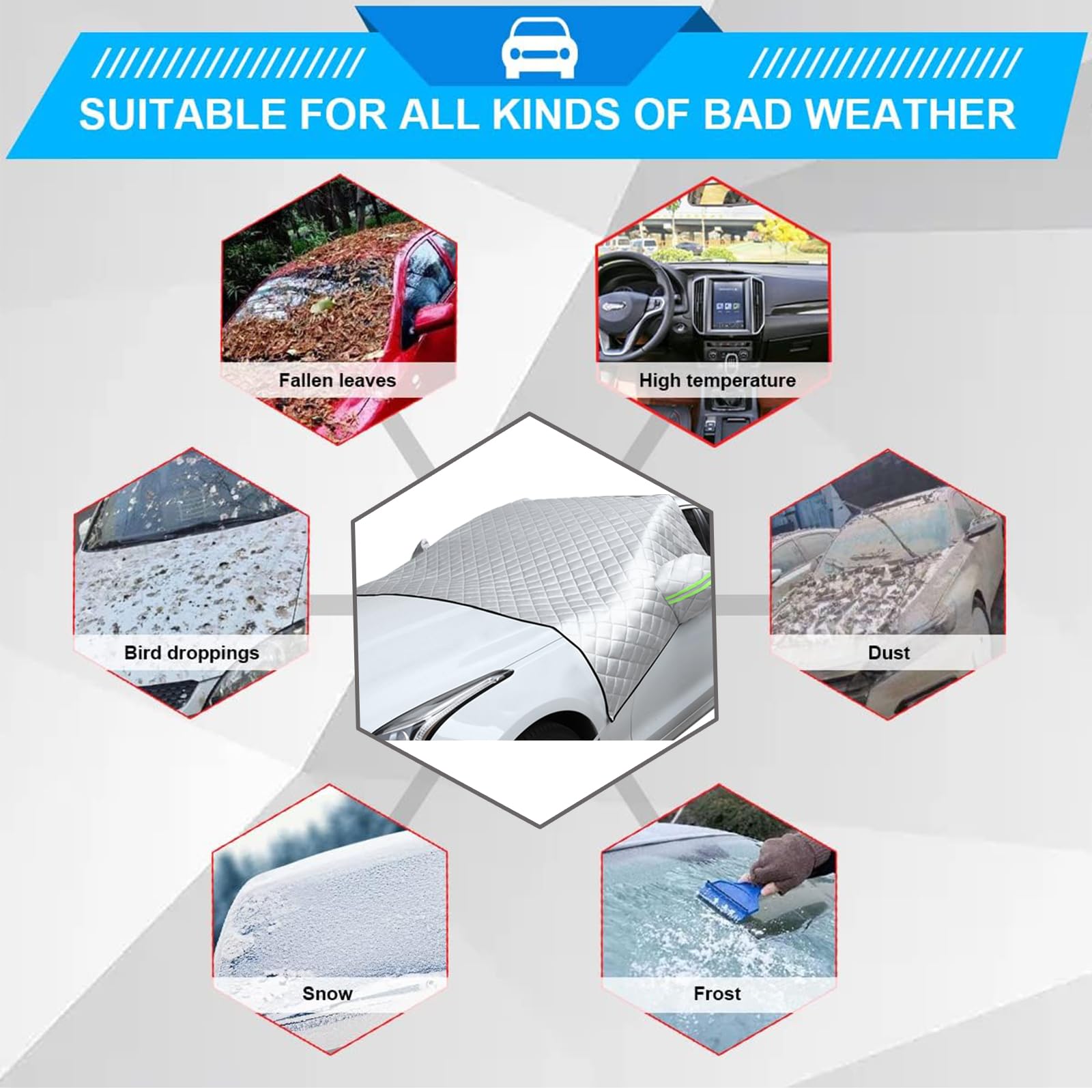 Funda de Parabrisas de Invierno para Coche 230 * 146cm Windscreen Cover Cold Protector Parabrisas Hielo Coche Protector Parabrisas Coche Cubierta Nieveparabrisas Protege