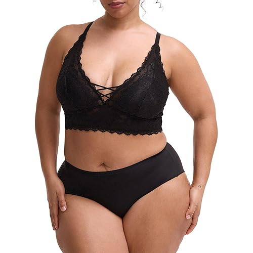 Torrid Women's Plus Size Lightly Lined Lace Bralette with Crisscross Design