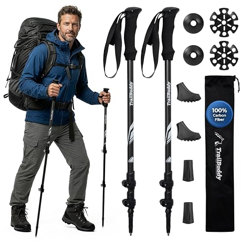 TrailBuddy 3K Carbon Fiber Hiking Poles -