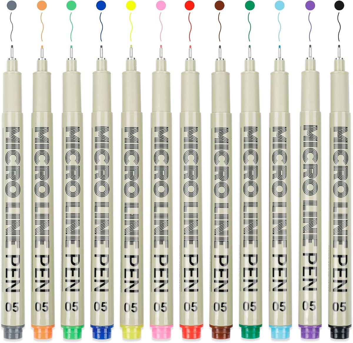 12 Colored Micro Pens 05, Fineliner pens Waterproof Archival Ink Micro Pen Set, Drawing Art Pens for Illustrating, Journaling, Bible Zentangle Supplies