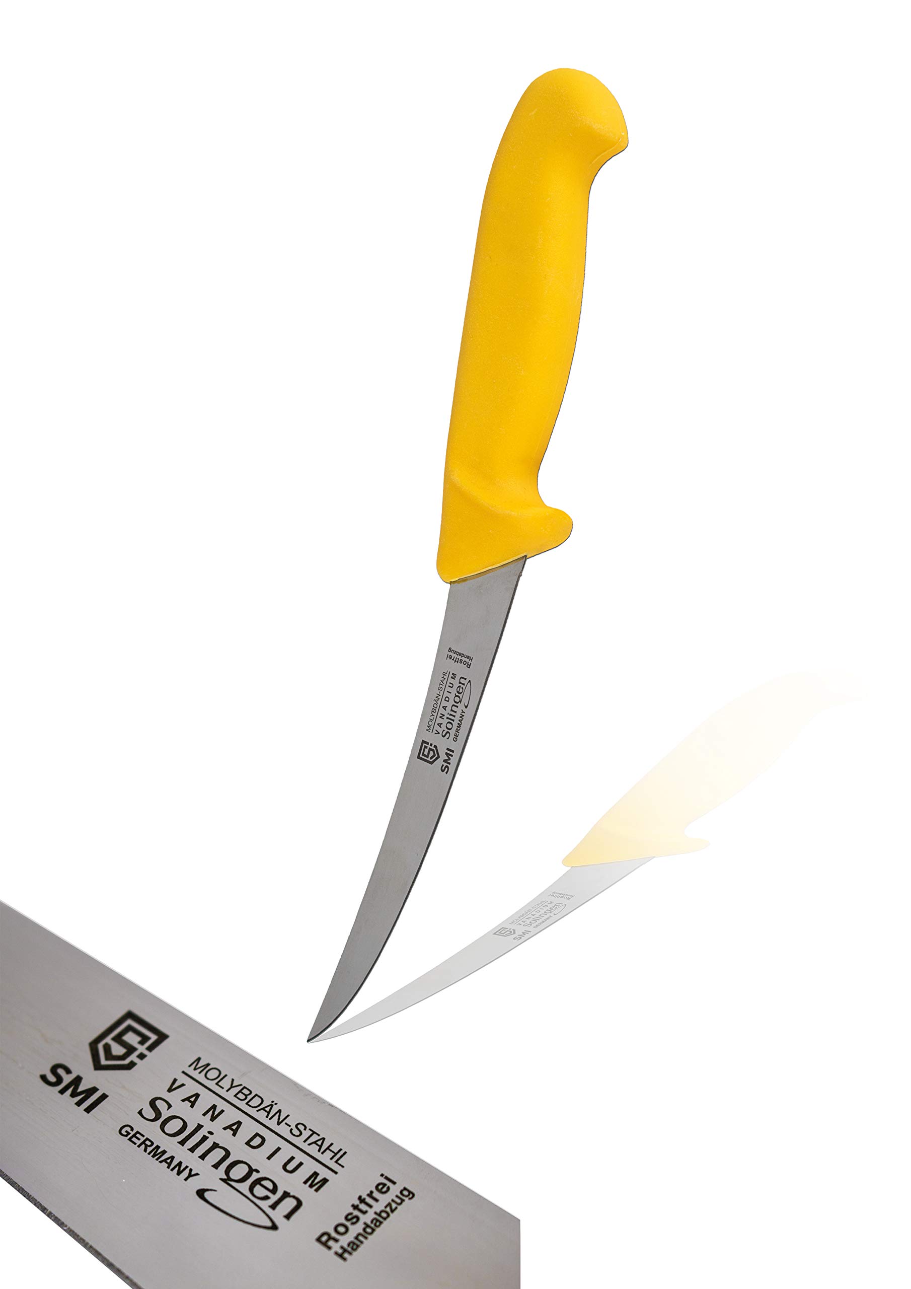 SMISolingen Germany Boning Knife - Curved 5 inch Semi-Stiff Sharp Blade Fillet Knife for Meat Processing and Deboning