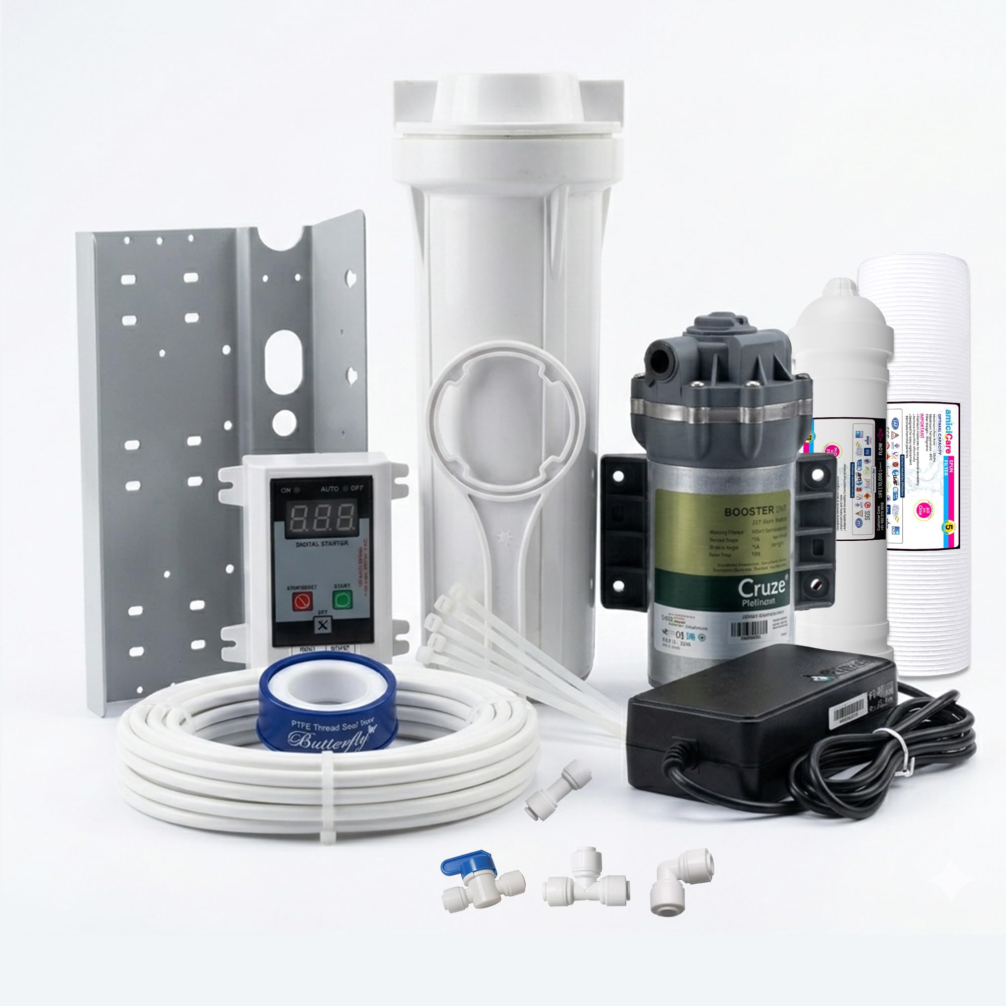 amiciFlo Fogger Kit with 20 Nozzles & 20m Pipe, Booster Pump 100GPD, Timer Control & Filtration System, Outdoor Misting System for Dairy Farms, Cafes, Restaurants, Garden Cooling & Patio Use-image-21
